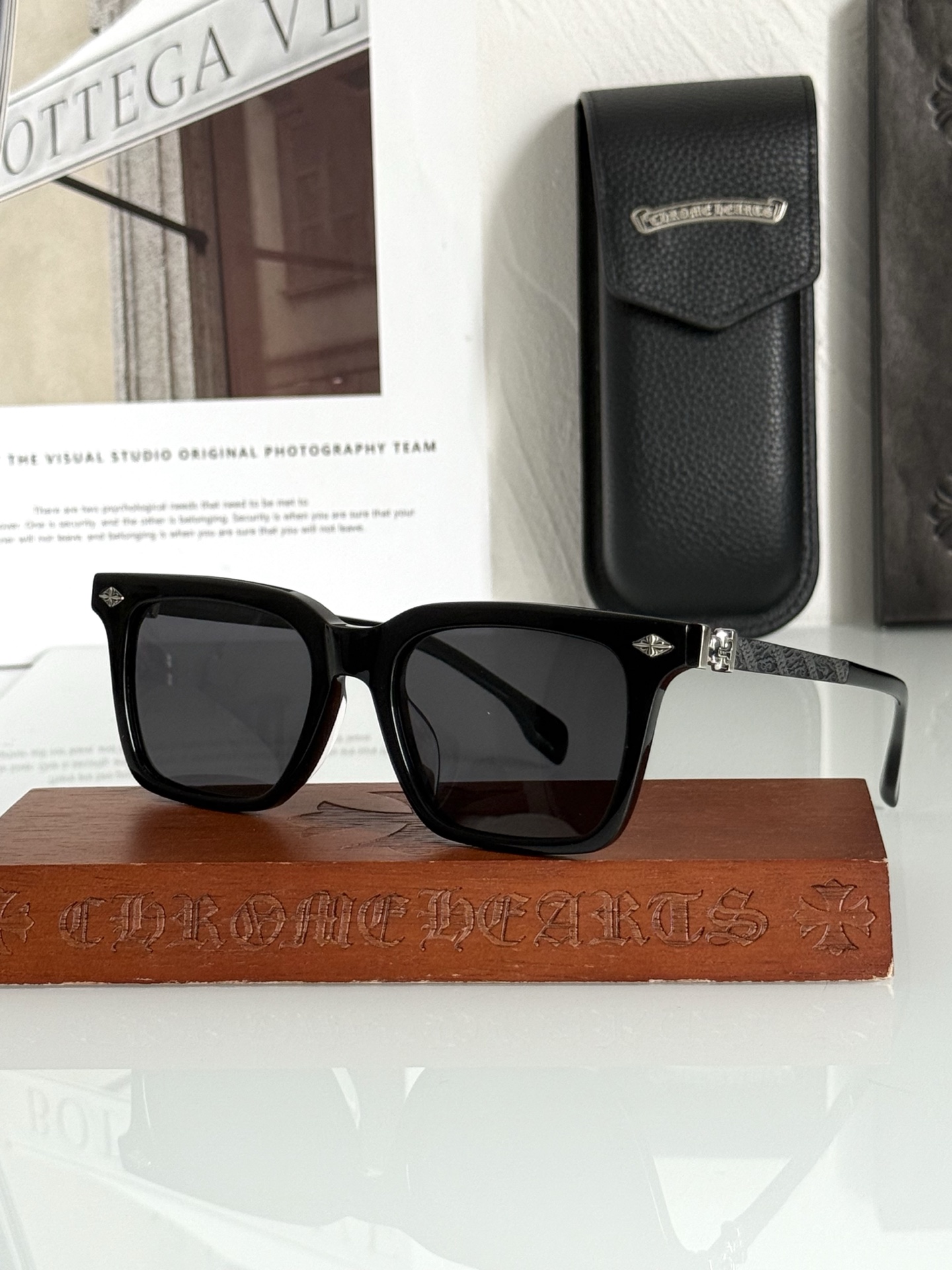 钛！CHROME HEART顶级板材手工打磨抛光而成立体图纹纯钛镜腿 大气时尚CH8271 SIZE：5