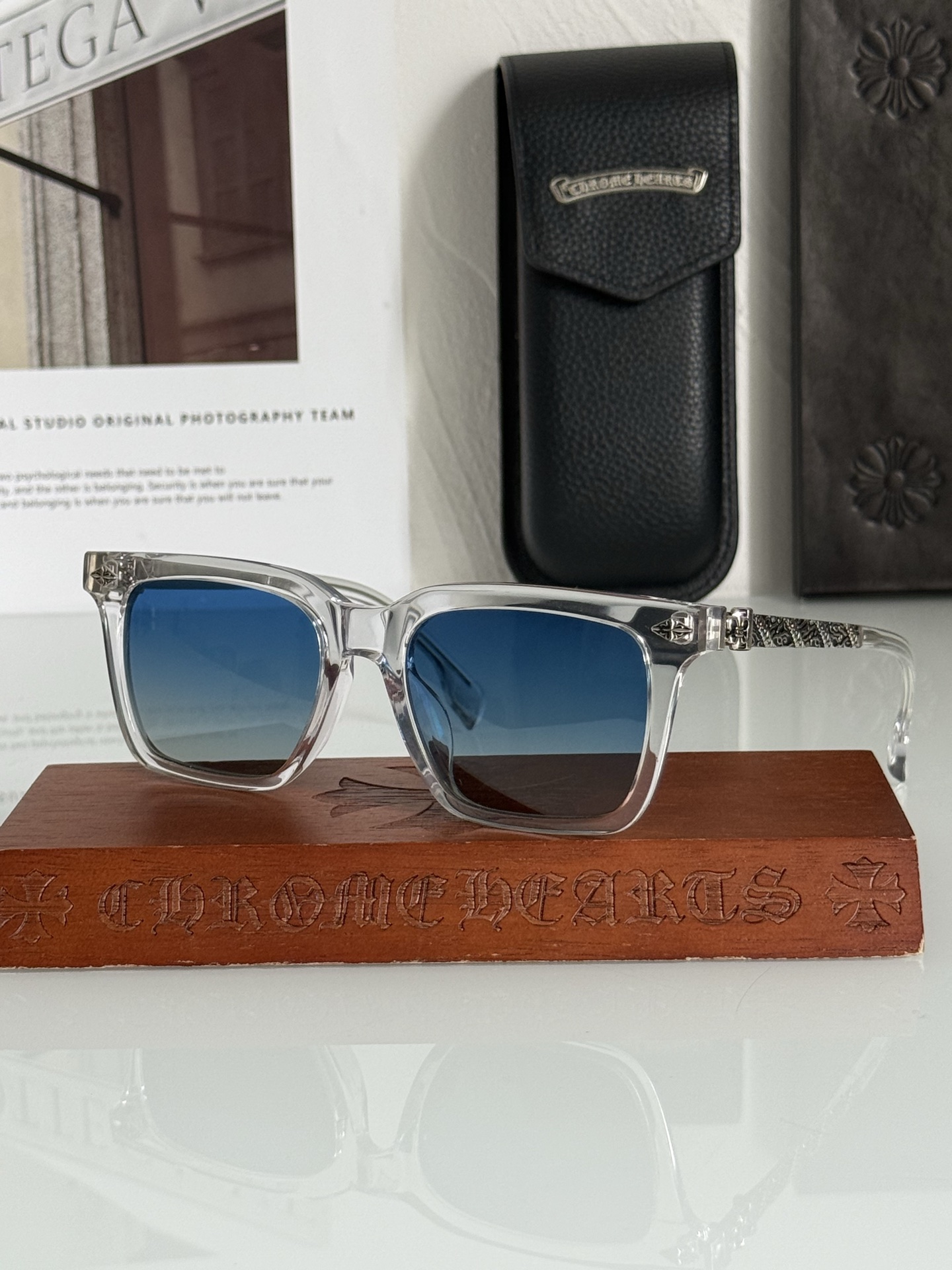 钛！CHROME HEART顶级板材手工打磨抛光而成立体图纹纯钛镜腿 大气时尚CH8271 SIZE：5