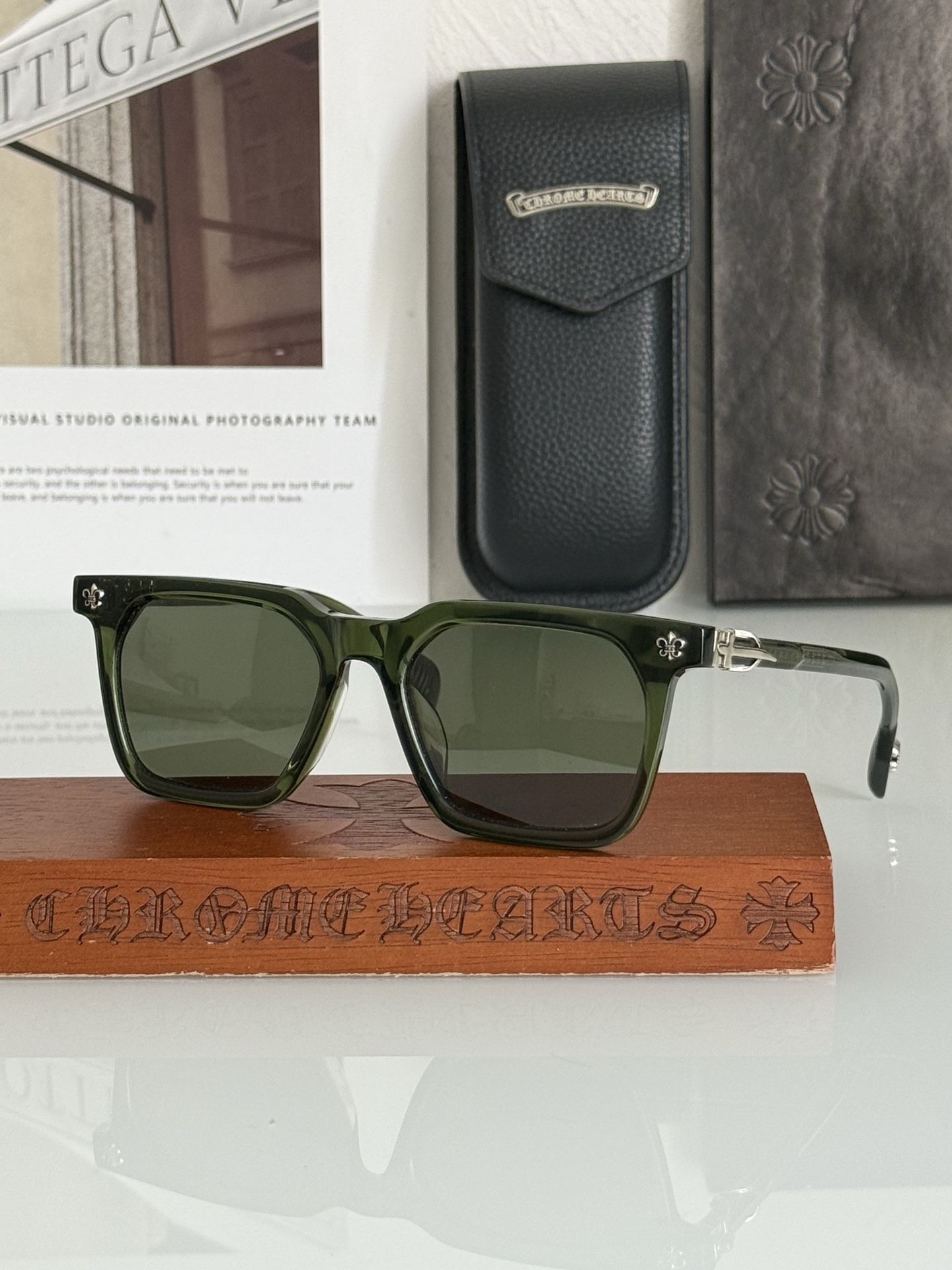 偏光墨镜➰CHROME HEART顶级板材手工打磨抛光而成 立体配饰logo彰显品质 CH8266 SI