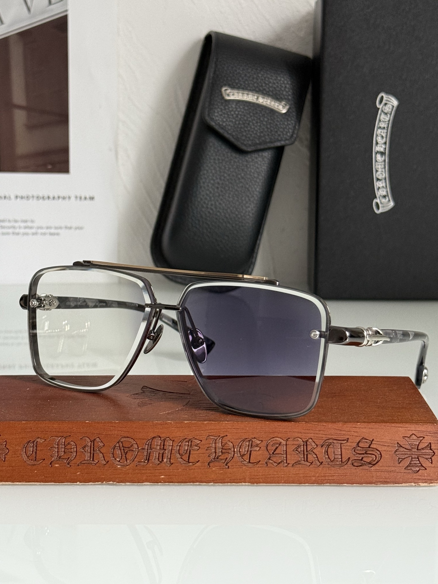NEW 轻奢款 重量级新品🕶️变色太阳镜硬汉方型设计 CHROME HEART CH8239SIZE：6