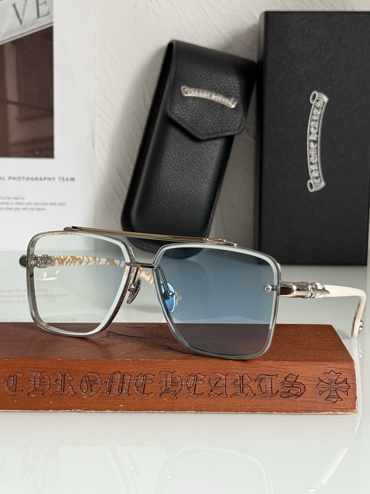 NEW 轻奢款 重量级新品🕶️变色太阳镜硬汉方型设计 CHROME HEART CH8239SIZE：6