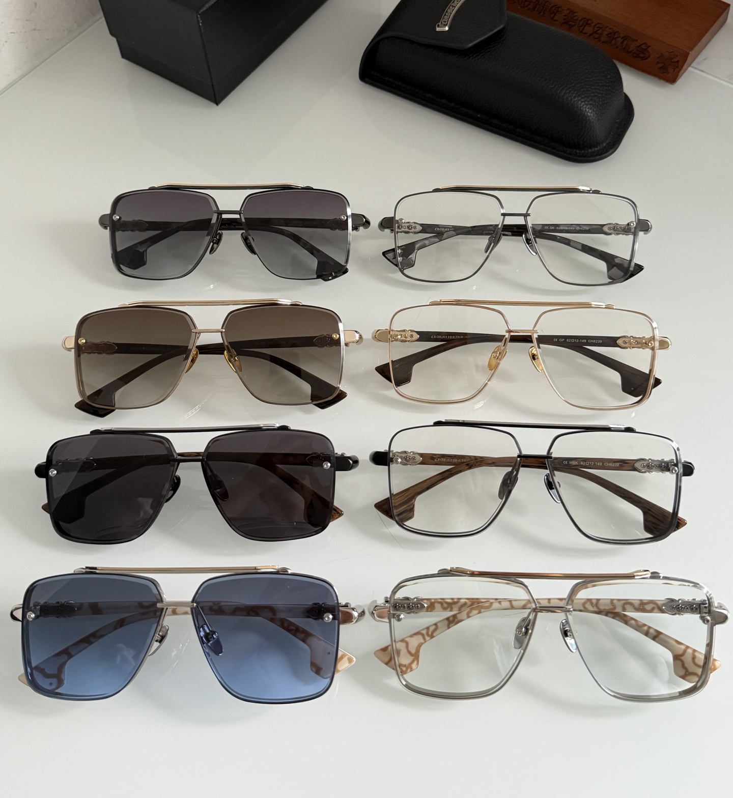 NEW 轻奢款 重量级新品🕶️变色太阳镜硬汉方型设计 CHROME HEART CH8239SIZE：6