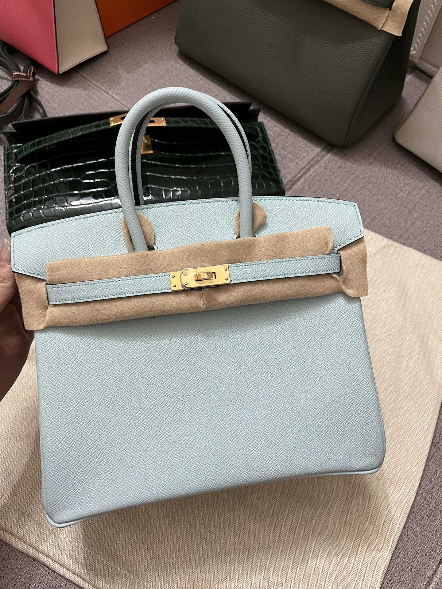 هيرميس Hermes Birkin حقيبة حقيبة يد بلو ابسوم