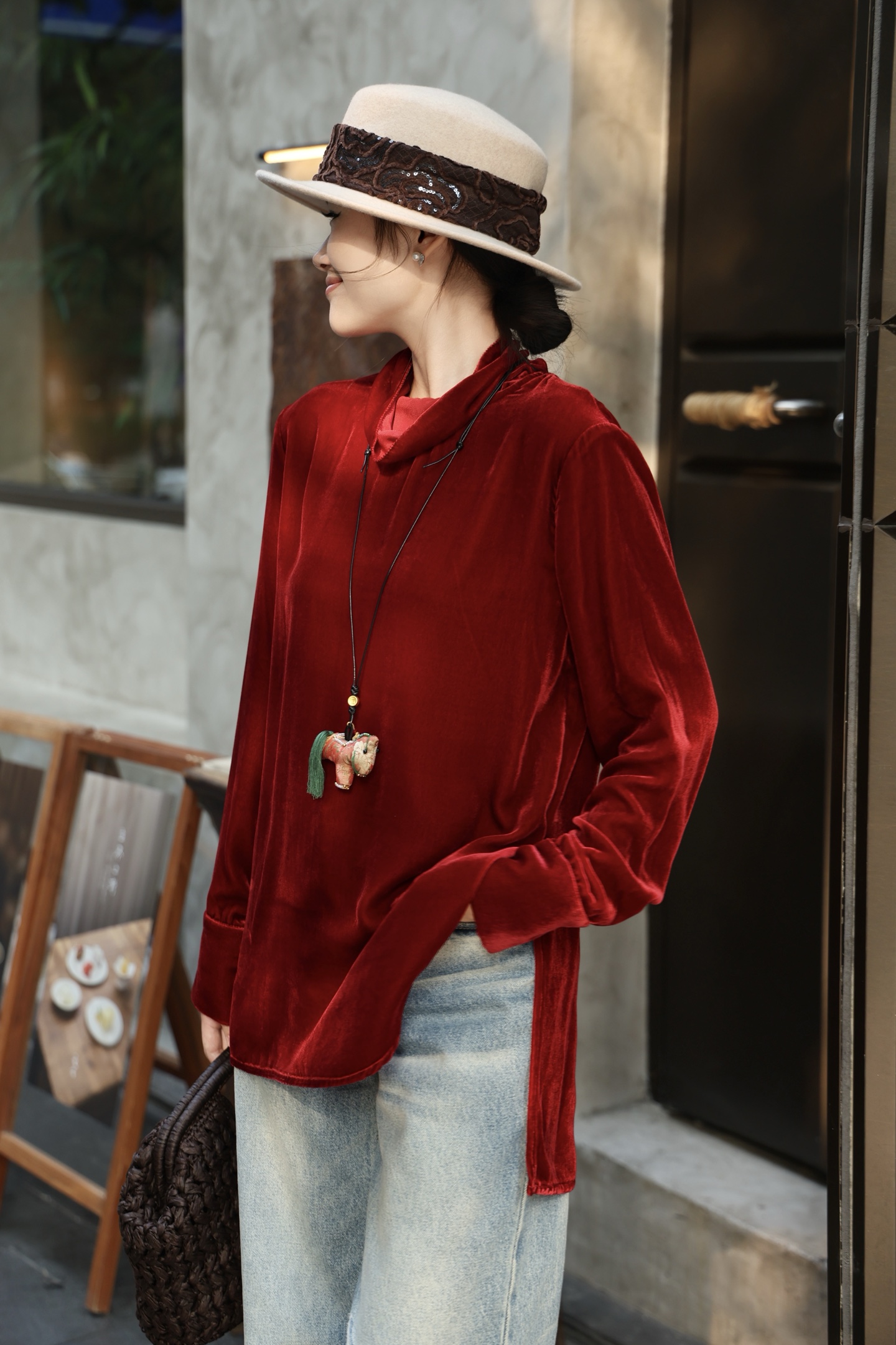 Elegant Silk Velvet Top: Versatile, High-Quality, and Comfortable Blouse 3 i1765162017310 860 0 1