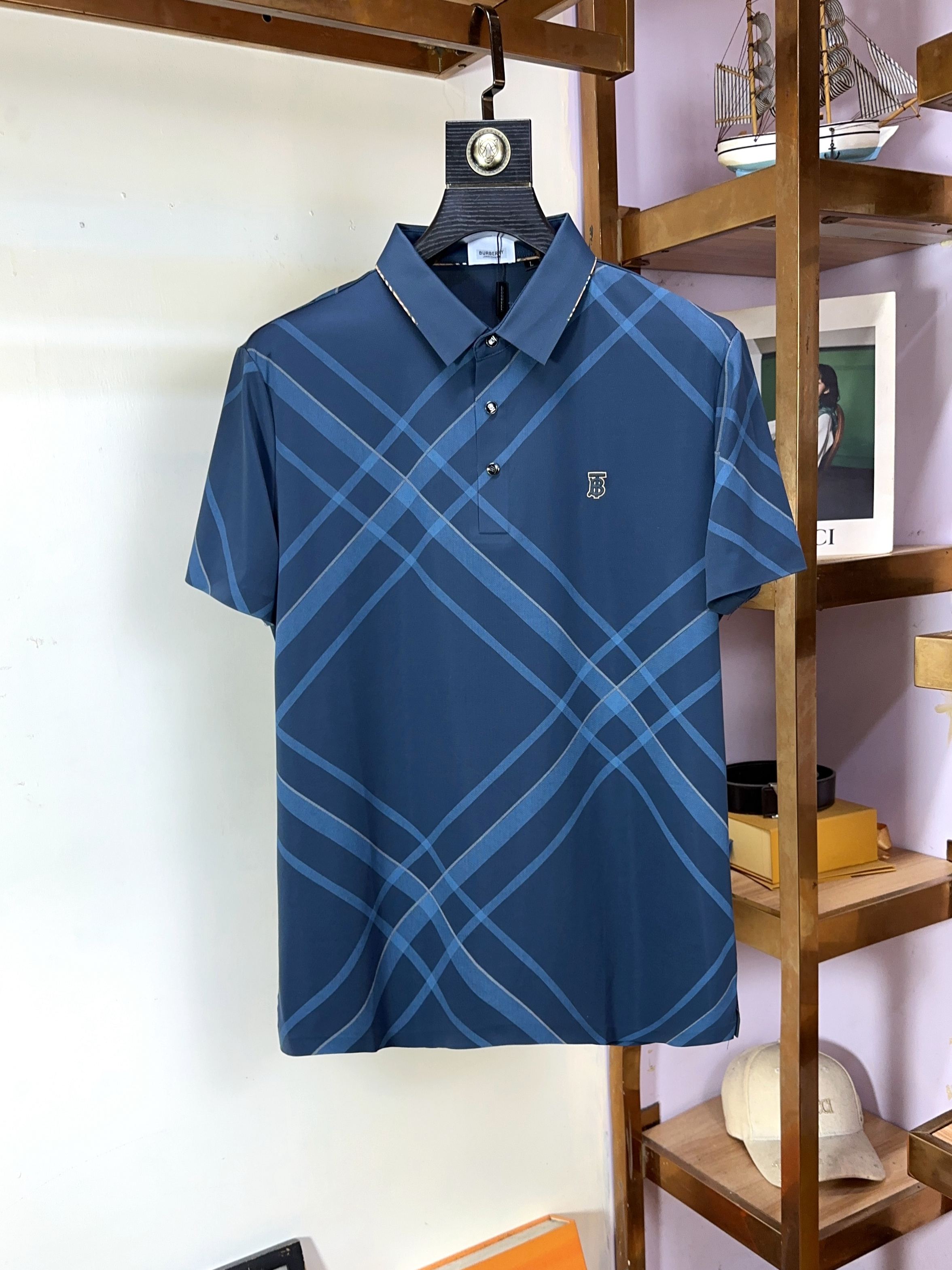  🌟 Burberry 巴宝莉 🔥 🔥胖哥福音4XL可穿200斤🔥全品全品相订单商务休闲翻领短袖 🔥 让
