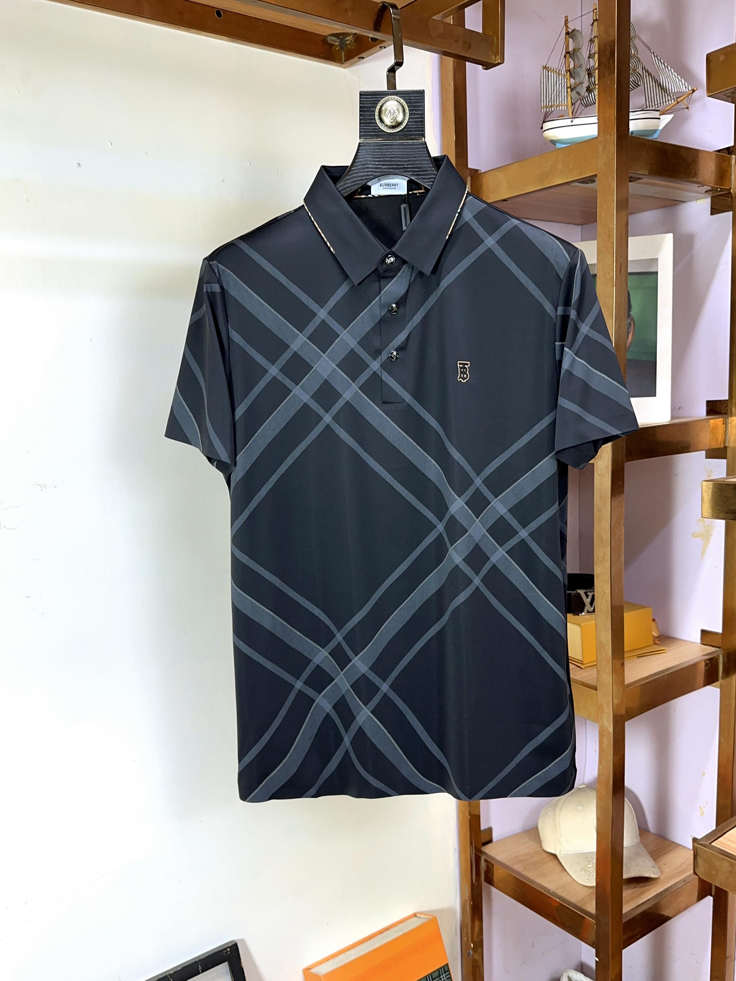  🌟 Burberry 巴宝莉 🔥 🔥胖哥福音4XL可穿200斤🔥全品全品相订单商务休闲翻领短袖 🔥 让