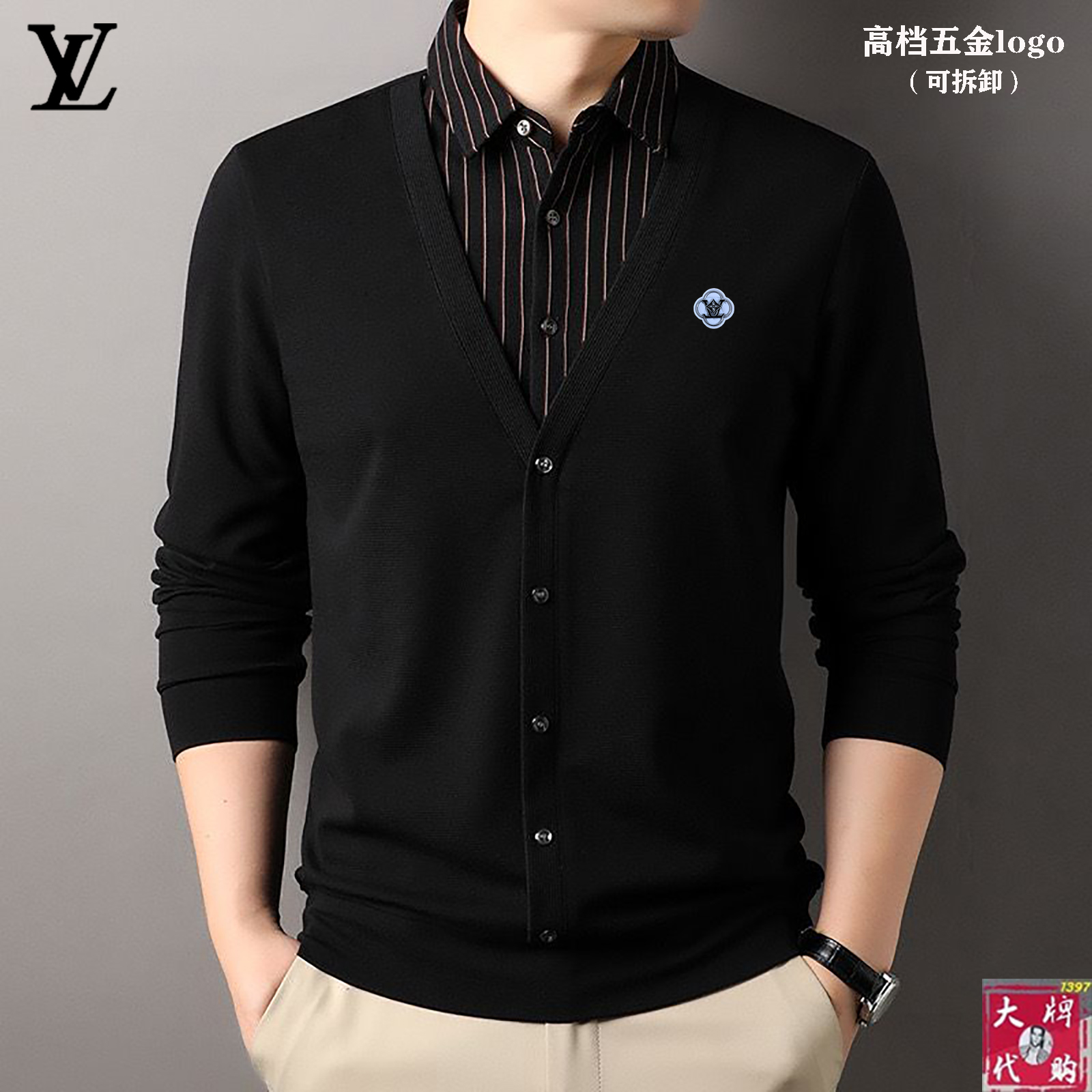  LV 路易威登 最新款专柜同款首发！高端时尚休闲假两件，超正版型上身瞬间变欧巴！😍，简约时尚的三维裁剪