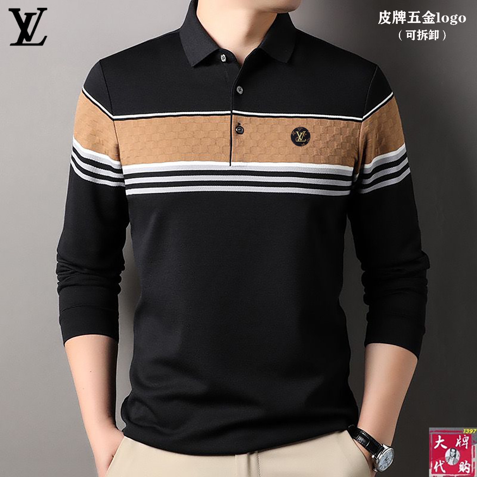  LV 路易威登 最新款专柜同款首发！高端时尚休闲翻领长袖，超正版型上身瞬间变欧巴！😍，简约时尚的三维裁