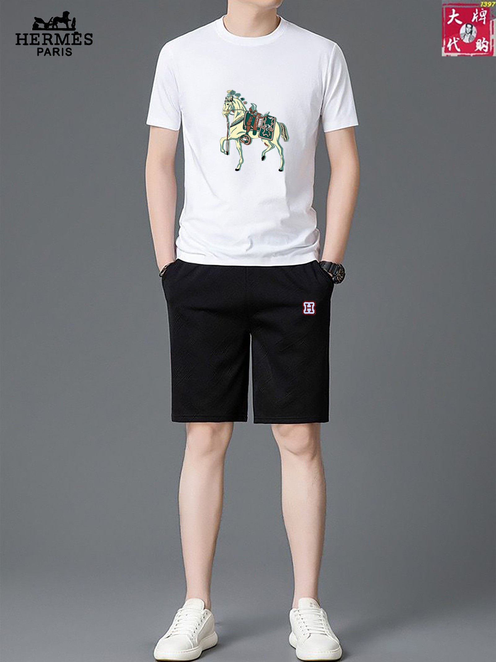 NO:472696,【Hermes】New Summer Set!  Mercerated fabric!  Exclusive first new product, the official website synchronizes the Milan catwalk model, and the top quality goods (173 130 catties wear L) standard code number!  The latest top official website original list, a new experience, three-dimensional tailoring of the counter fabric, new hardware accessories, delicate and soft feel, comfortable and breathable upper body, big brand style, luxury and atmospheric, texture only imported from Italy customization, versatile style, not picky in people, fine workmanship and meticulous, no pressure to enter and exit the counter, absolutely worth a piece of good product!  Code number M-4XL, hermes, hermes, alexander wang19860909【 Hermes 爱马仕】夏季新款套装！丝光面料！独家首发新品 ,官网同步米兰走秀款 实物拍摄顶级好货（173 130斤穿L）标准码数！最新顶尖官网原单,全新体验 专柜面料立体剪裁 全新五金配件、手感细腻柔软 上身舒适透气 大牌风范 奢华大气 进口意大利定制才有的质感 百搭款式 穿着不挑人 ,做工精细一丝不苟 ,出入专柜无压力 绝对值得人手一件的好货！码数M-4XL,,hermes,hermes,alexander wang,Men's clothing