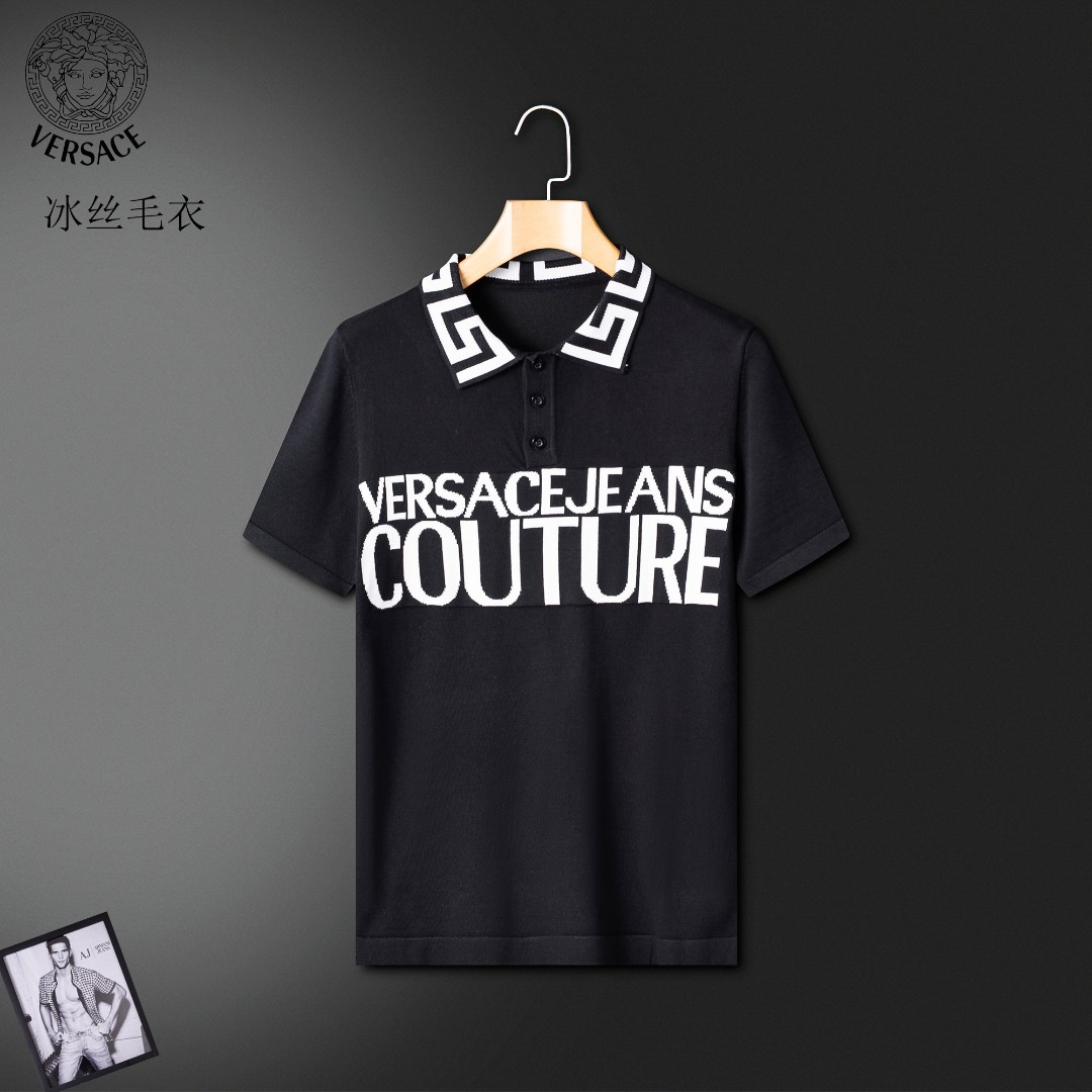 NO:489333,Versace New men's short-sleeved sweater ice silk sweater, super classic design. Simple and without any unnecessary cumbersome feeling. This model is an indispensable versatile item for men in summer. Made of high-quality Australian wool, it is super comfortable to wear, the fabric is textured, avant-garde and practical. Exquisite and perfect craftsmanship. The latest official website design, a classic work of the fashion and casual series. The main feature!  M-3XL (maximum wearable about 190 catties), versace, versace, sweaters, T-shirt, alexander wang19860909Versace 范思哲 新款男装短袖毛衣冰丝针织衫,超经典设计.简约没有任何多余累赘感.本款是男士夏季不可缺少的一件百搭单品.采用澳洲优质羊毛制作而成,穿身上超级舒适,面料有质感,前卫又实穿.精致完美工艺 最新官网设计 时尚休闲系列的经典之作 主打！M-3XL（最大可穿190斤左右）,,versace,versace,sweaters,T-shirt,alexander wang,Men's clothing