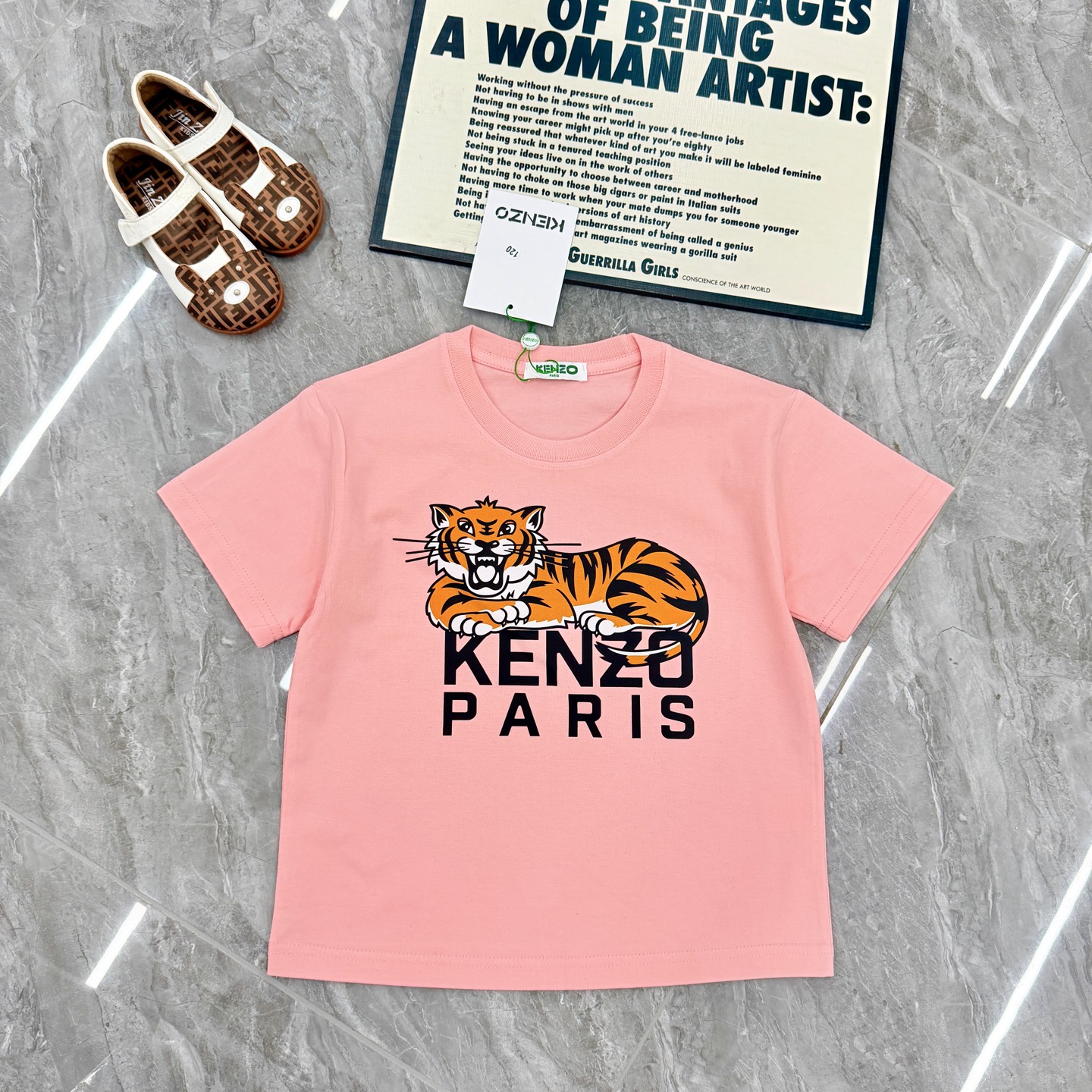 Serie KENZO de manga corta de alta calidad, completa con tres estándares, tallas: 90-150 rojo, rosa, azul: 100-150 mang…