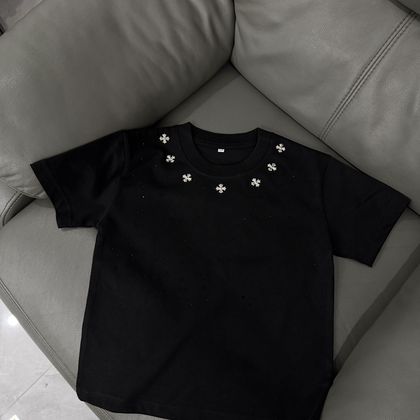 Serie Chrome Hearts Camiseta de alta calidad con tres etiquetas completas Color: negro Tallas: 90-150 Adultos: S-2XL Ca…