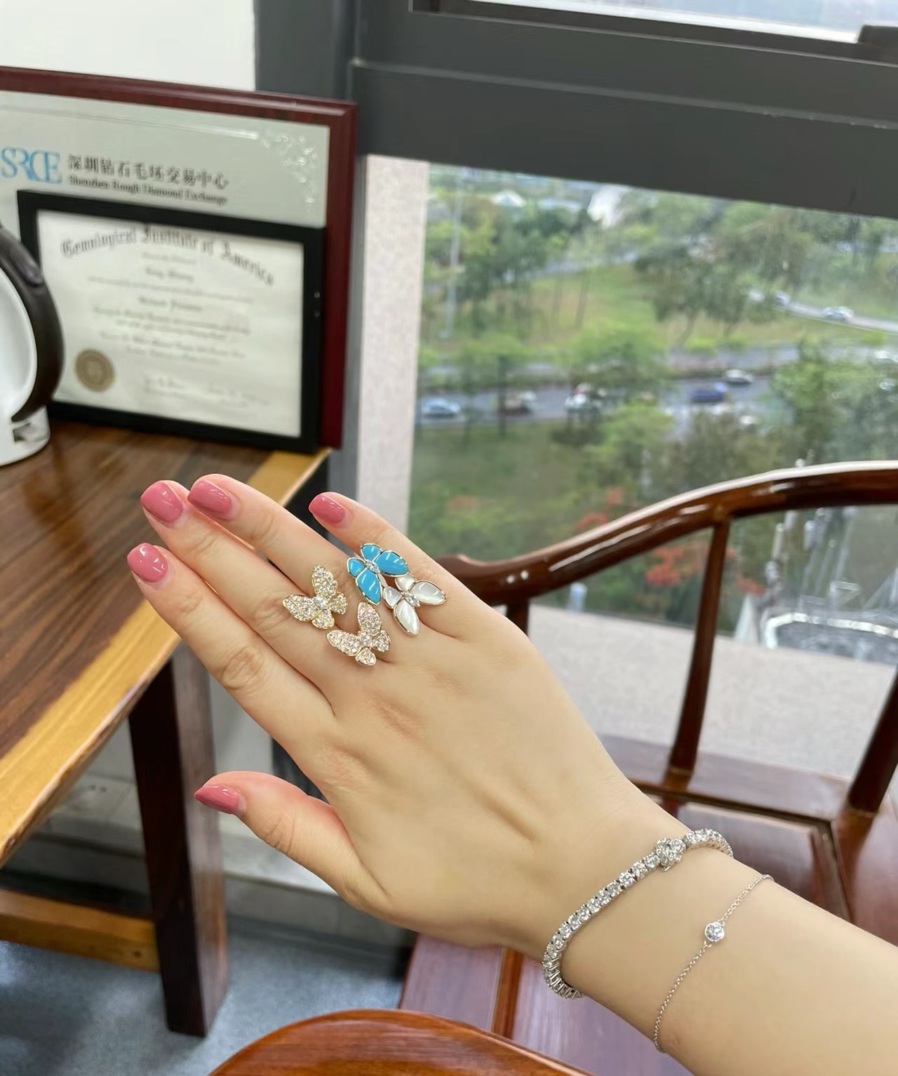 반클리프앤아펠 터쿼이즈 블루 나비 반지 63856 이미지 2