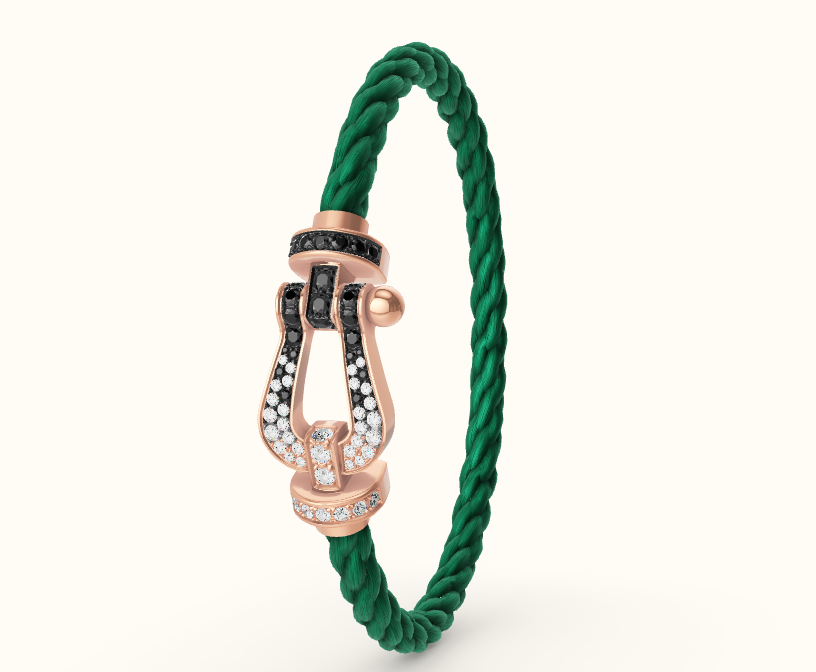 NO:633511,Black gradient horseshoe buckle, silver, moissanite rope, steel rope, various colors, Cartier high-end jewelry19860909黑色渐变马蹄扣 银 搭配莫桑钻 绳子 钢绳多种配色,,卡迪亚高端饰品,Jewelry