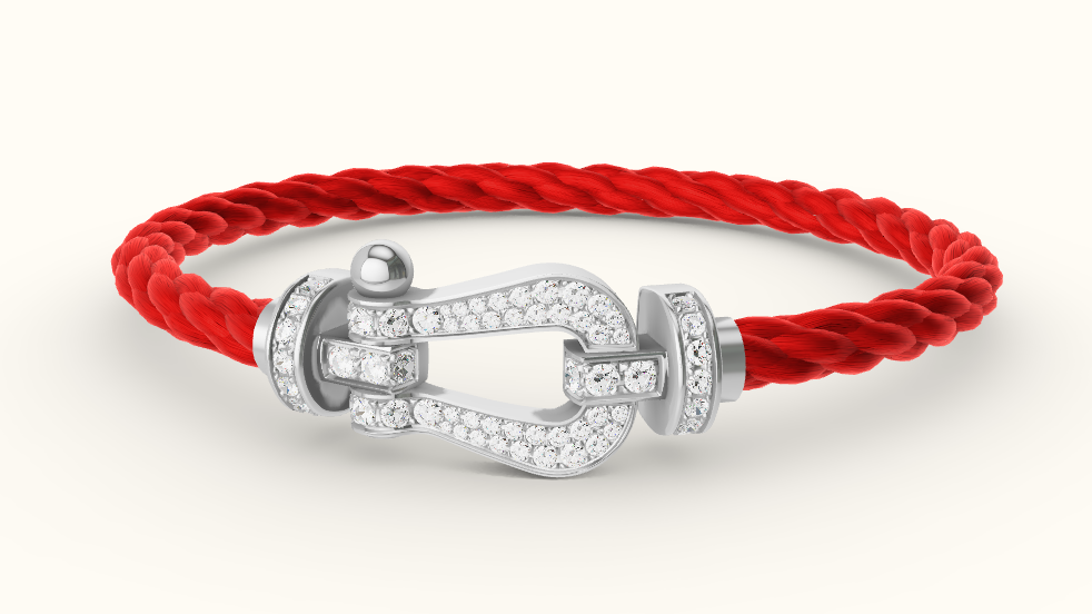 NO:633523,Solid color horseshoe buckle silver with moissanite rope and steel rope in various colors, Cartier high-end jewelry19860909纯色 马蹄扣 银 搭配莫桑钻 绳子 钢绳多种配色,,卡迪亚高端饰品,Jewelry