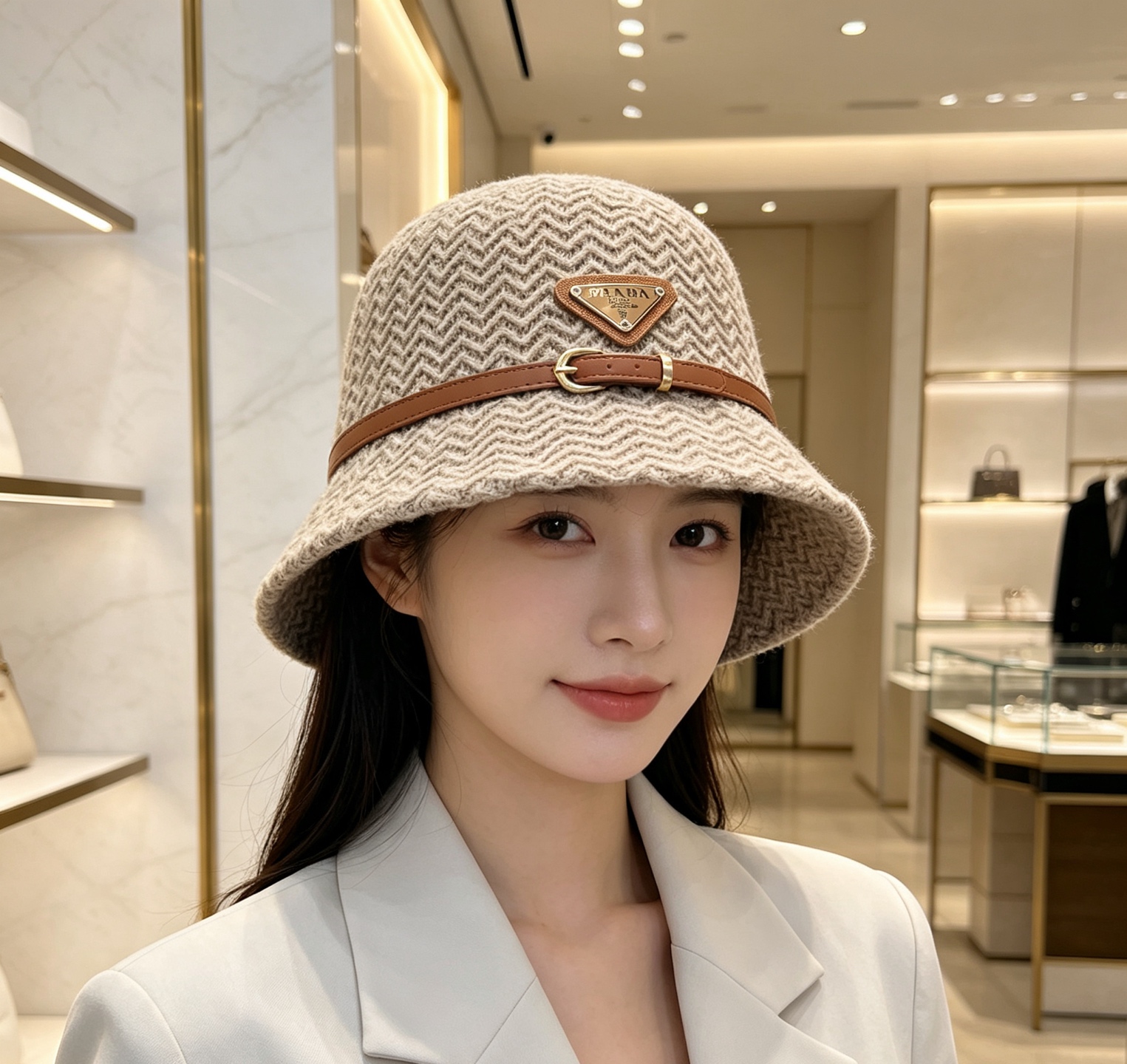 💛配防尘袋【PRADA普拉达】2026秋冬新款针织渔夫帽，🔆百搭日常款～休闲出街#