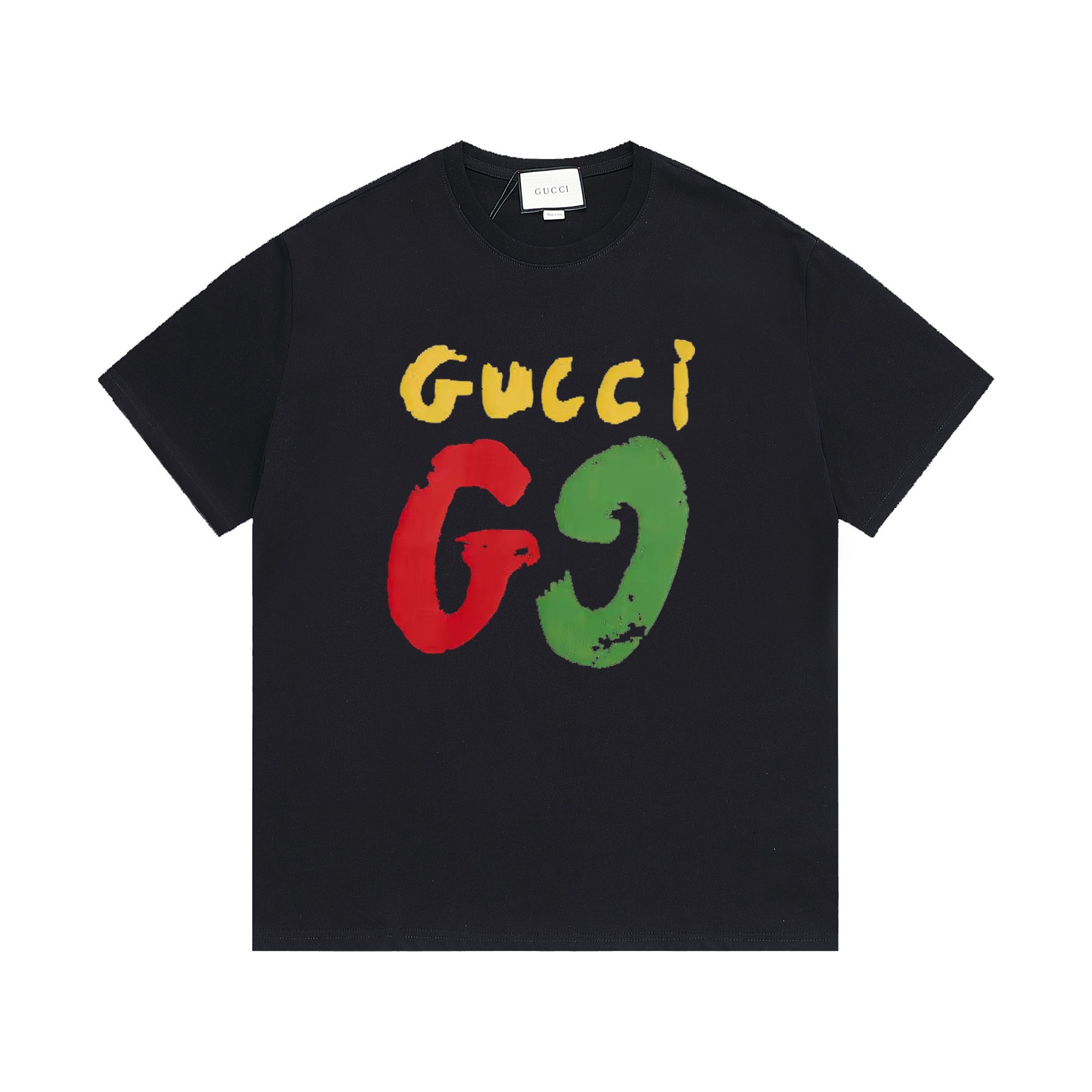 Gucci Logo Print Cotton T-Shirt - Short Sleeve, Round Neck, Comfortable Fit