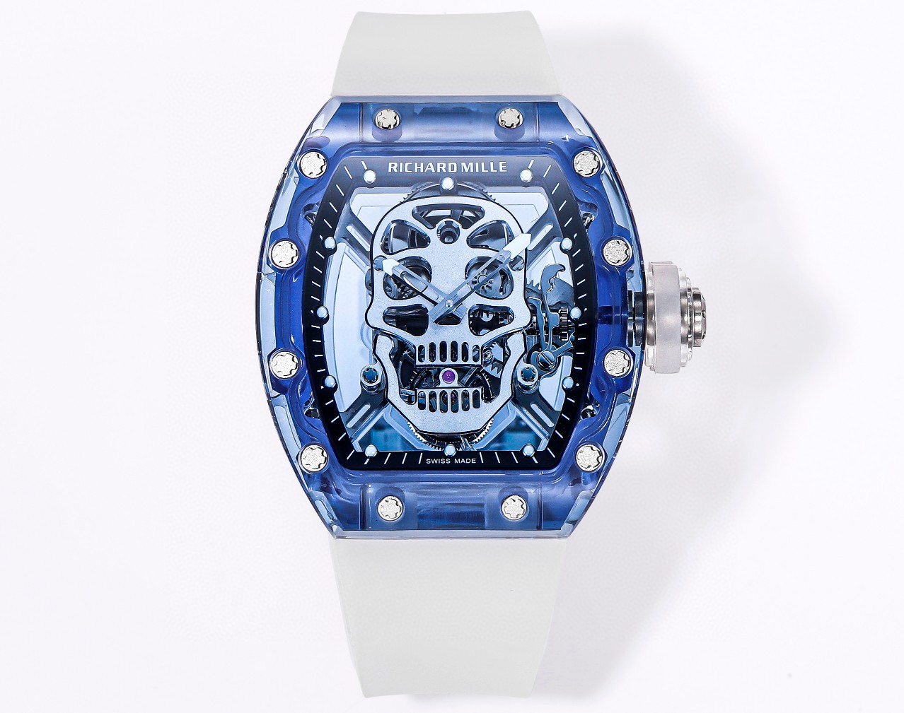 NO:158047,MS Factory Supreme Ghost King Richard RM052 Tourbillon Watch Based on the million-level authentic Richard Miller, sapphire crystal combined with a fully transparent case is launched, and the Swiss standard customized tourbillon movement has been customized. The case lock structure is highly restored to the authenticity level. According to the real Richard Miller watch, the imported rubber strap is designed. MS Factory is brave to innovate, constantly improving the details of the original version, and improving the quality of the watch!  Let customers truly experience the billionaire entry experience!  Young and promising to succeed, but not Richard is a waste of time!  !  !  ,19860909MS Factory 至尊鬼王 理查RM052陀飞轮腕表 根据百万级正品理查德米勒为基础,推出蓝宝石水晶结合全透明表壳,搭配瑞士标准订制的陀飞轮机芯,表壳锁毕结构高度还原正品水准,根据真正的理查德米勒腕表设计进口橡胶材质表带,MS Factory勇于创新,不断完善原版的细节,提升腕表的品质！使得客户真正的体验一次亿万富翁的入场体验！年轻有为想成功,不戴理查一场空！！！,,Watch