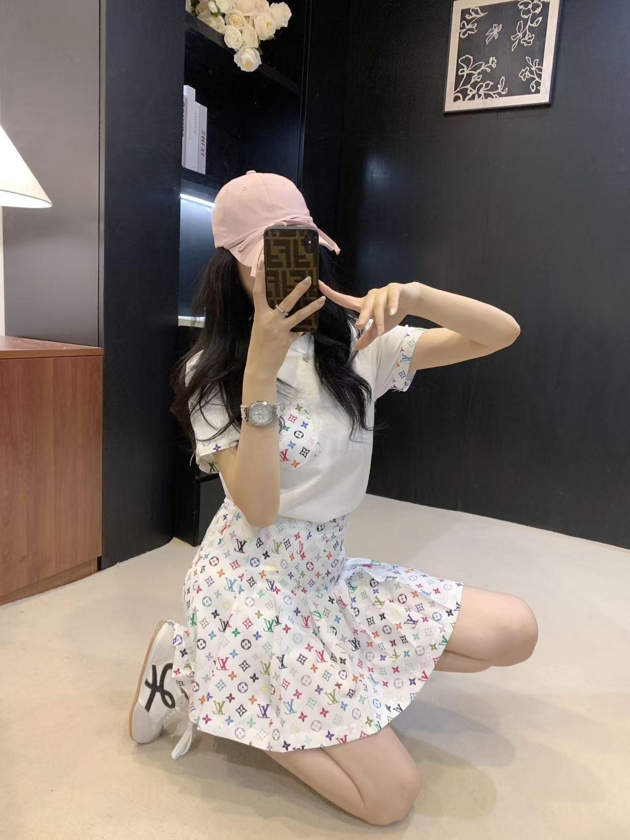 Louis Vuitton Inspired Women's Multicolor Monogram Print Two-Piece Outfit 3 i1746874572403 4208 0 2
