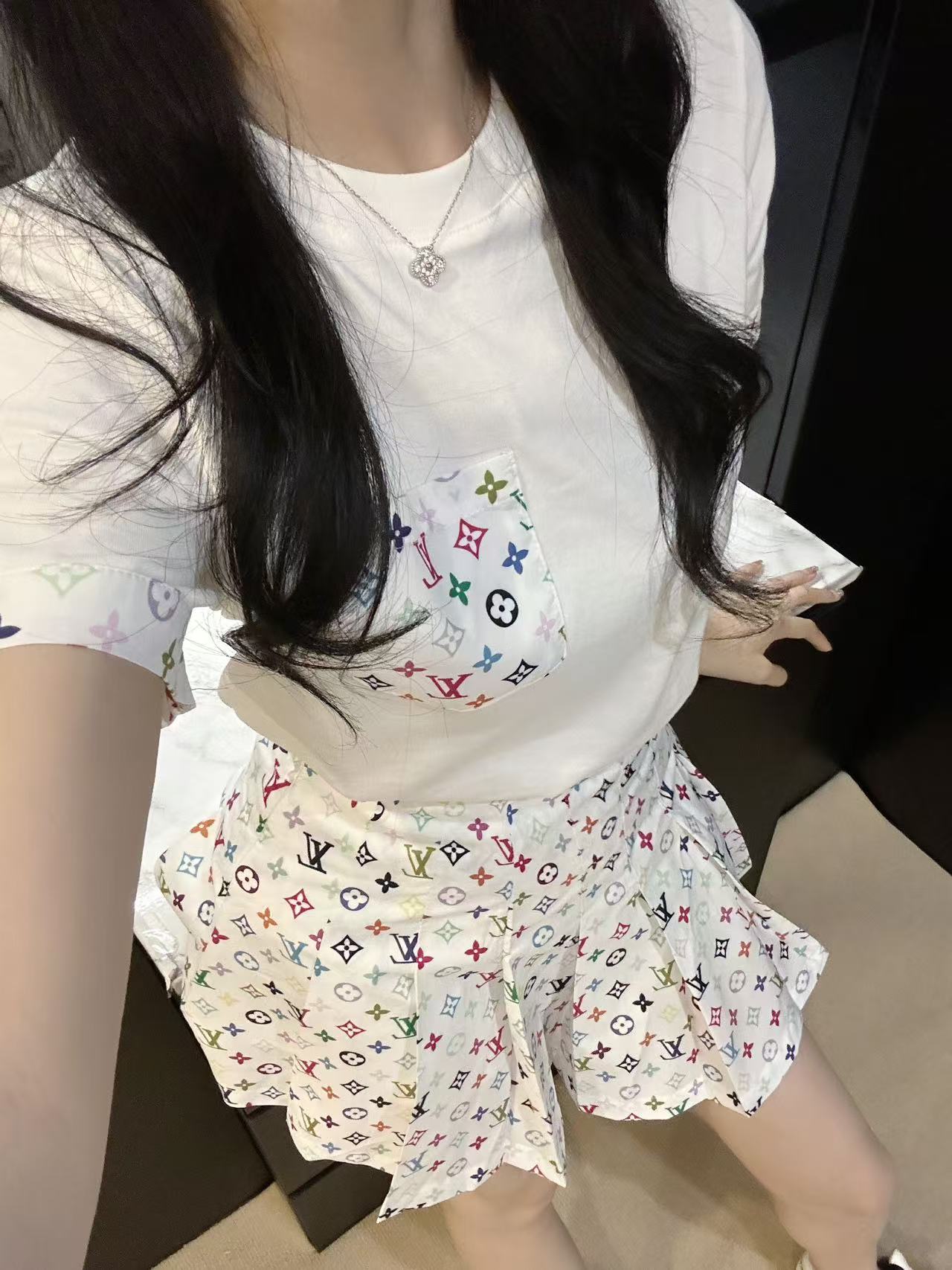 Louis Vuitton Inspired Women's Multicolor Monogram Print Two-Piece Outfit 7 i1746874572403 9294 0 6
