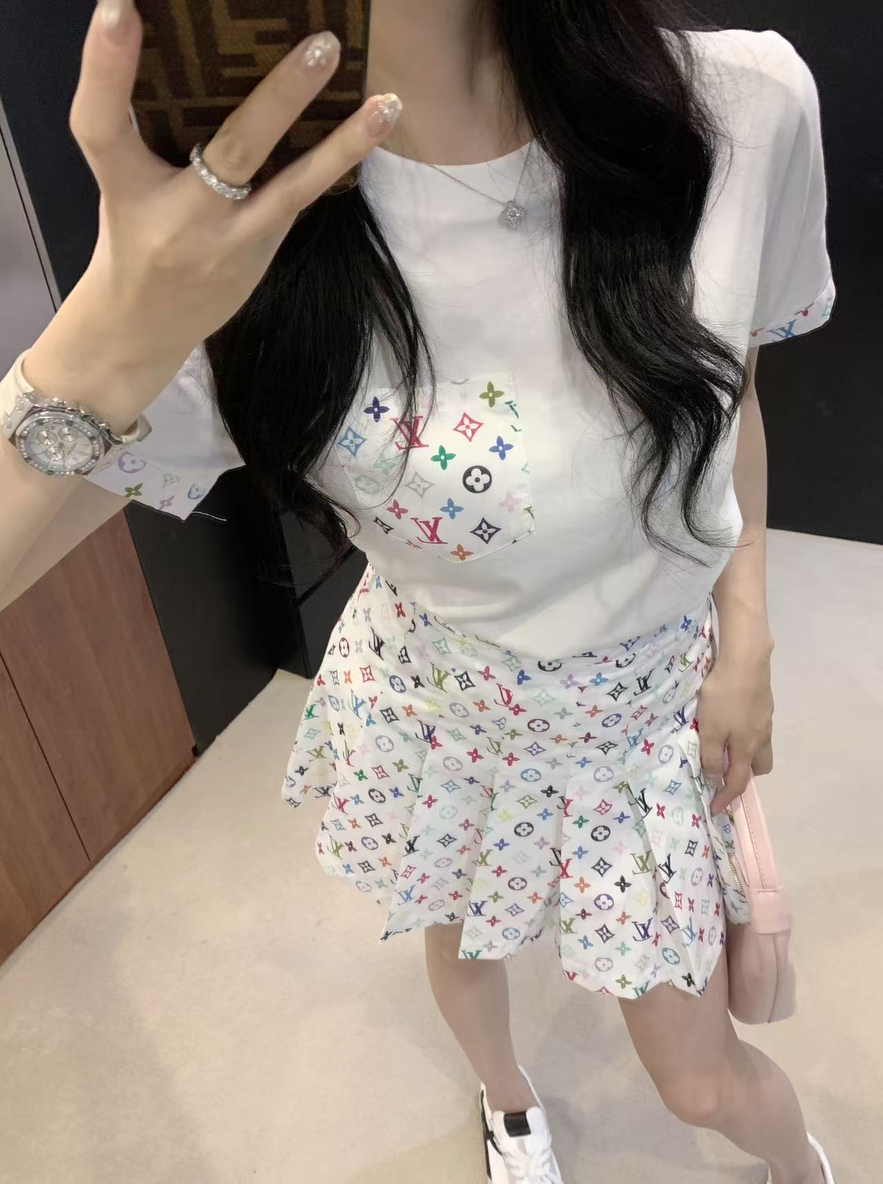 Louis Vuitton Inspired Women's Multicolor Monogram Print Two-Piece Outfit 8 i1746874573222 3907 0 7