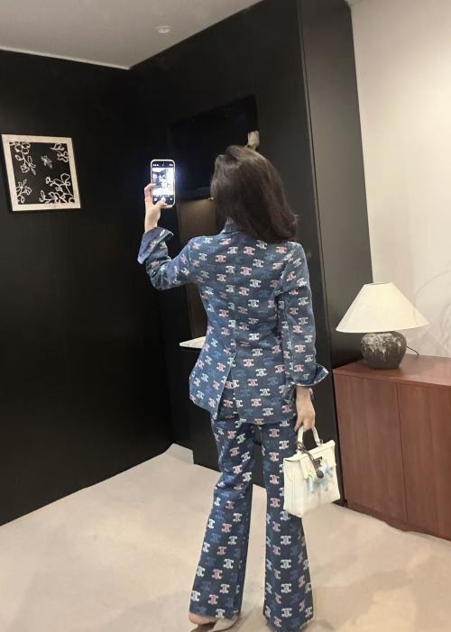 Celine 25SS Multicolor Logo Printed Denim Jacket and Pants Set 1 Celine 25SS Multicolor Logo Printed Denim Jacket and Pants Set