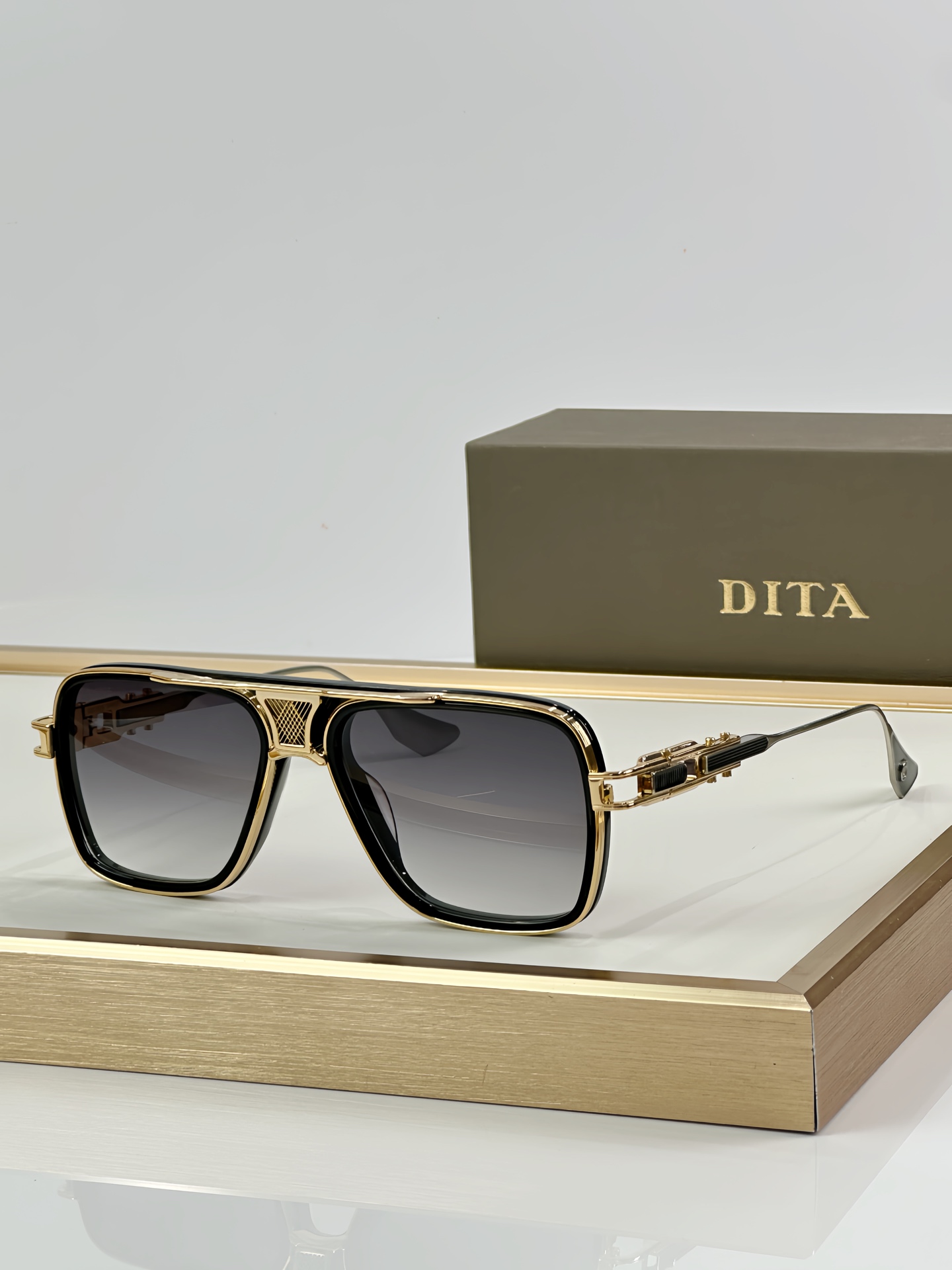 Dita Decade Three DTS461 Black-Gold Aviator Sunglasses, 56mm Lens 1 i1745646609952 4484 0 0