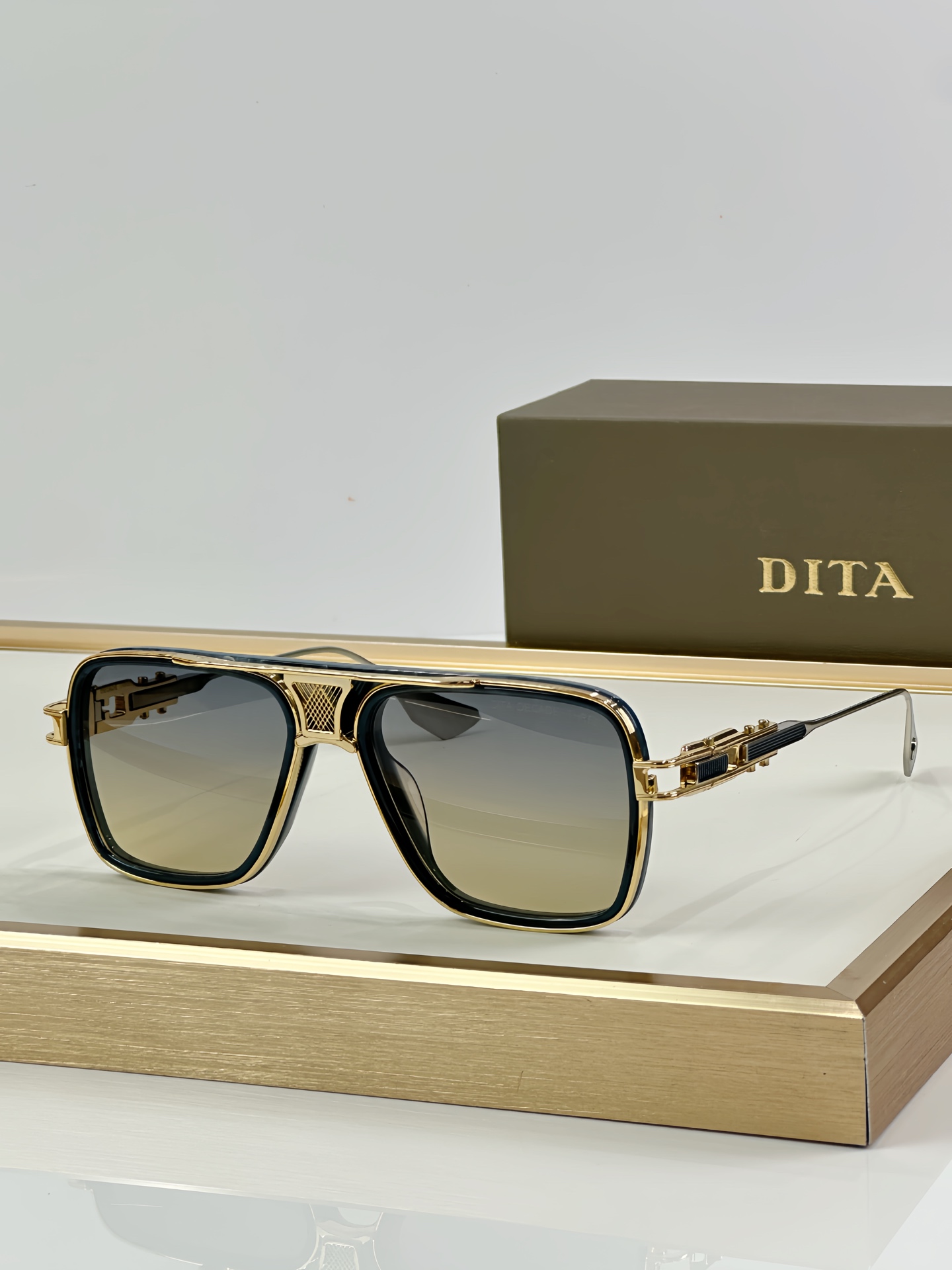 Dita Decade Three DTS461 Black-Gold Aviator Sunglasses, 56mm Lens 3 i1745646609952 5415 0 2