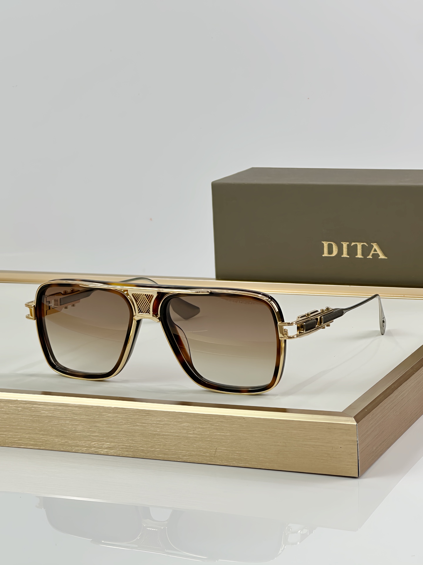 Dita Decade Three DTS461 Black-Gold Aviator Sunglasses, 56mm Lens 2 i1745646611698 5474 0 3