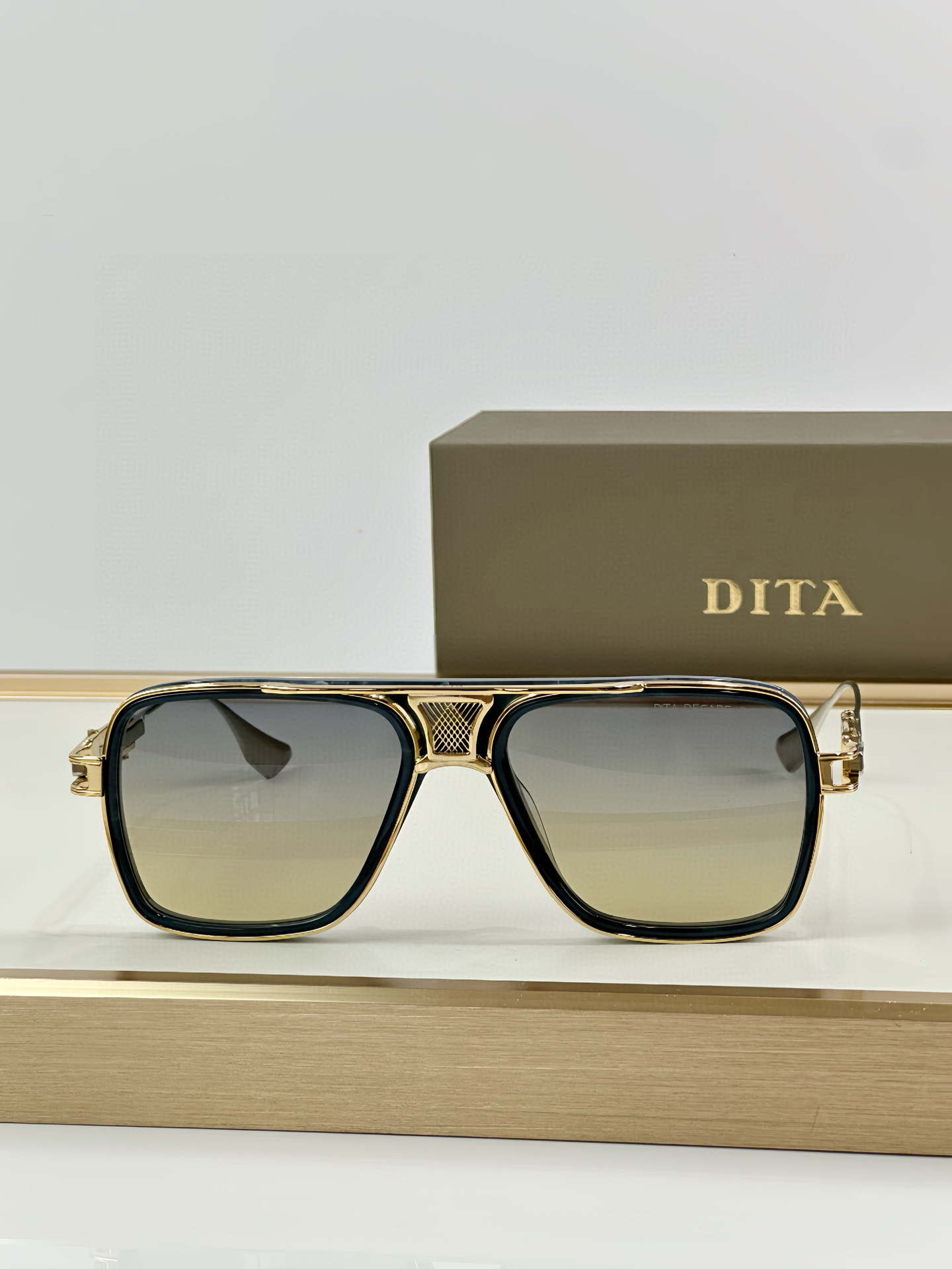 Dita Decade Three DTS461 Black-Gold Aviator Sunglasses, 56mm Lens 4 i1751094712637 4350 0 3