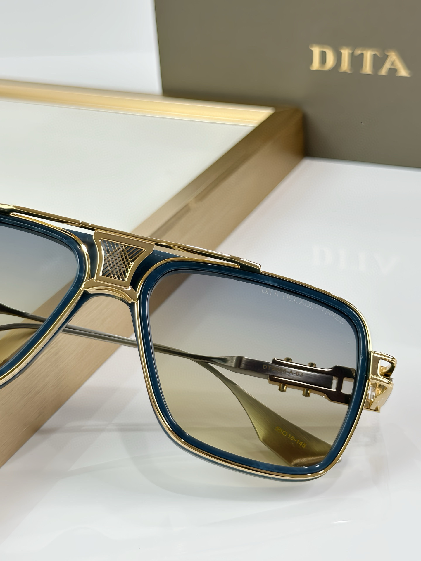 Dita Decade Three DTS461 Black-Gold Aviator Sunglasses, 56mm Lens 9 i1751094712637 6670 0 8