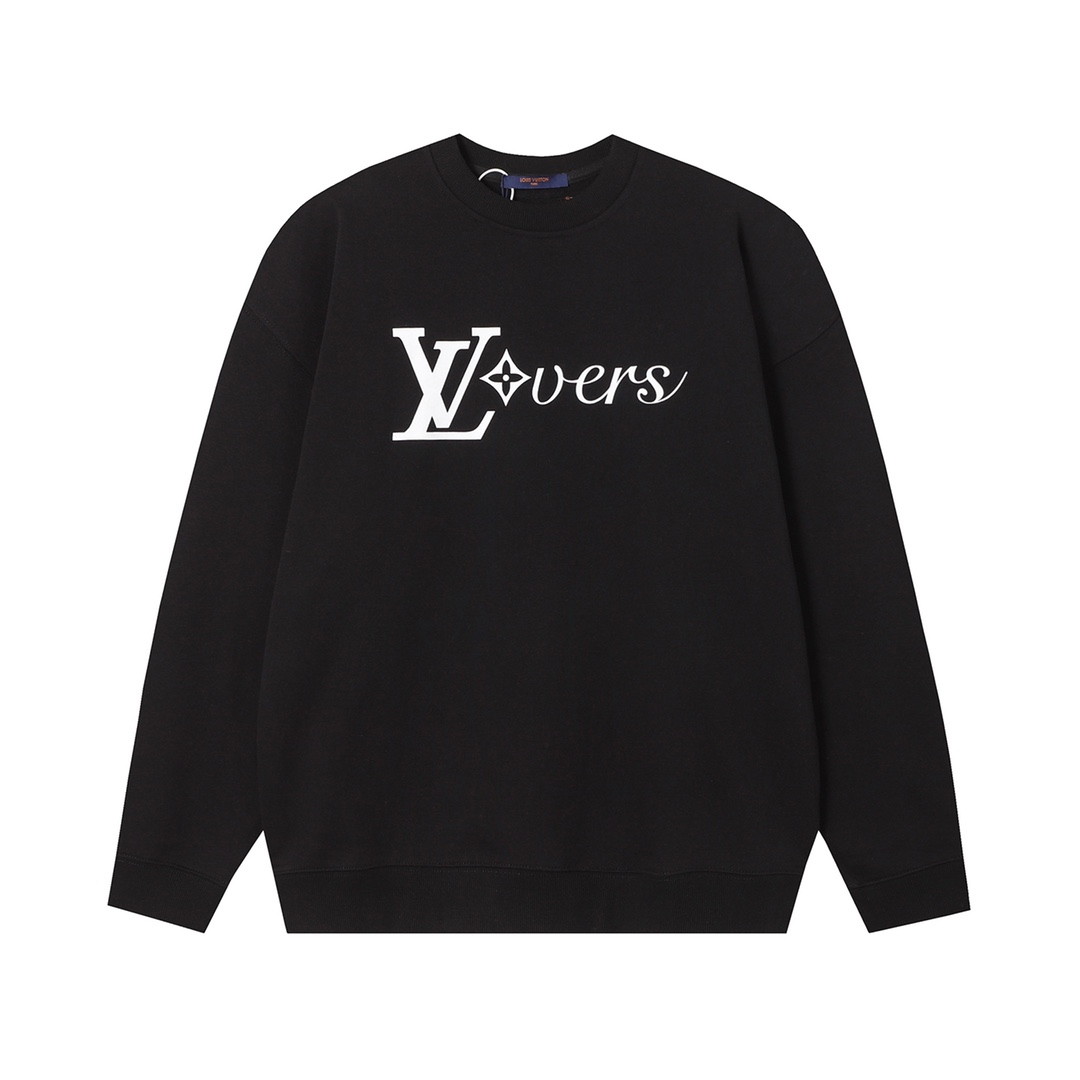 Louis Vuitton Kleding Sweatshirts Zwart Wit Afdrukken Unisex Katoen Herfst/winter collectie Lange mouw