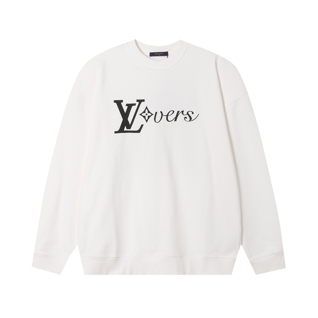 Louis Vuitton Kleding Sweatshirts Zwart Wit Afdrukken Unisex Katoen Herfst/winter collectie Lange mouw