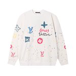 1:1 Clone
 Louis Vuitton Clothing Sweatshirts Black White Printing Unisex Cotton Fall/Winter Collection Long Sleeve
