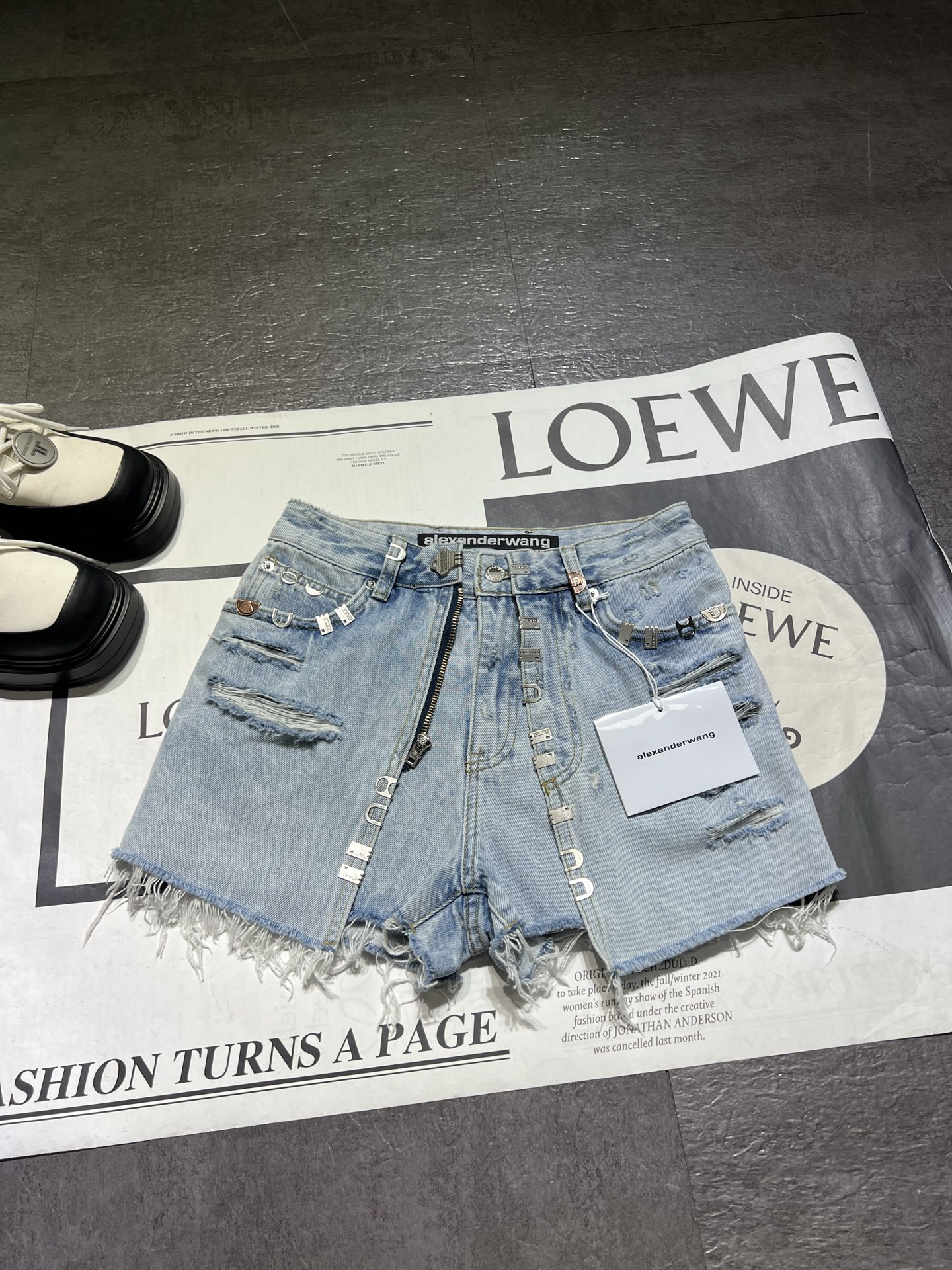 High-End Alexanderwang Two-Storey Jeans Dress with Custom Hardware and SML Sizes