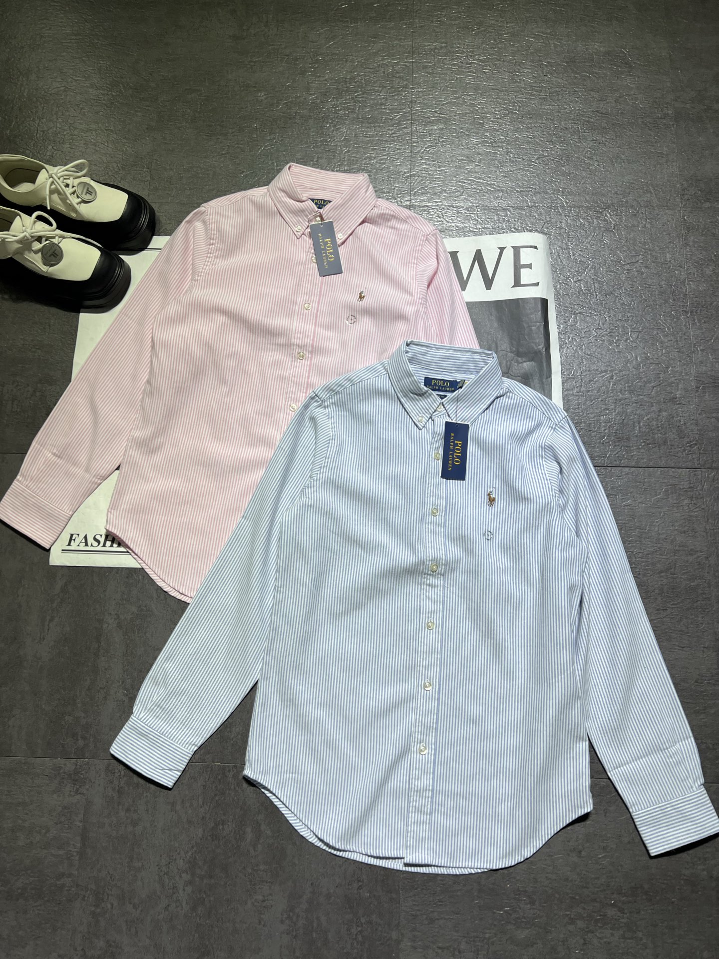 “Ralph Lauren Women’s Suit: Classic Striped Oxford Shirt and High-Quality Jacket” - 图片 1
