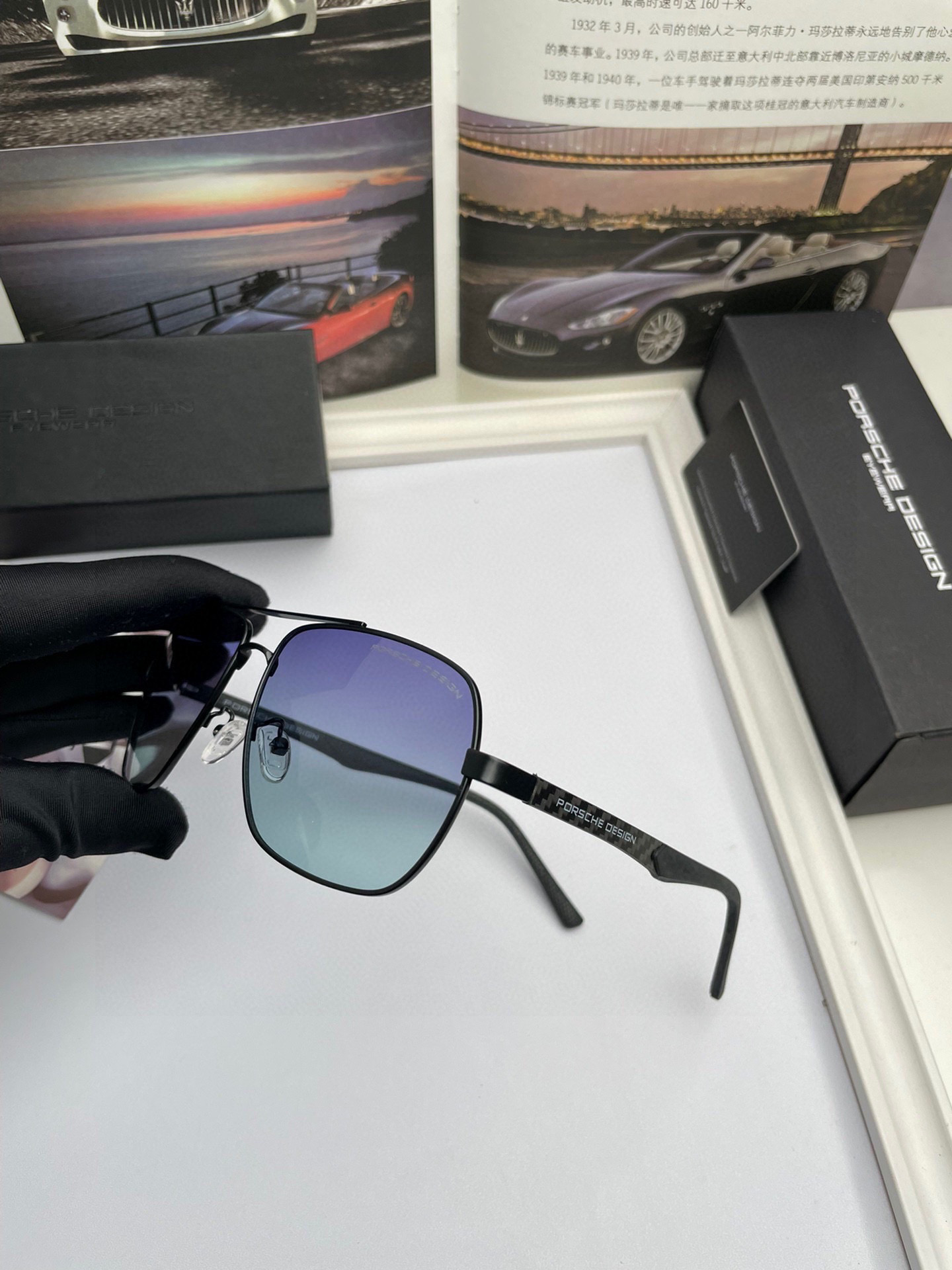 New Porsche Cow Sunglasses: High-Quality, Ultra-Light, Elastic Legs, Top-Notch Mass 9813 - 图片 6