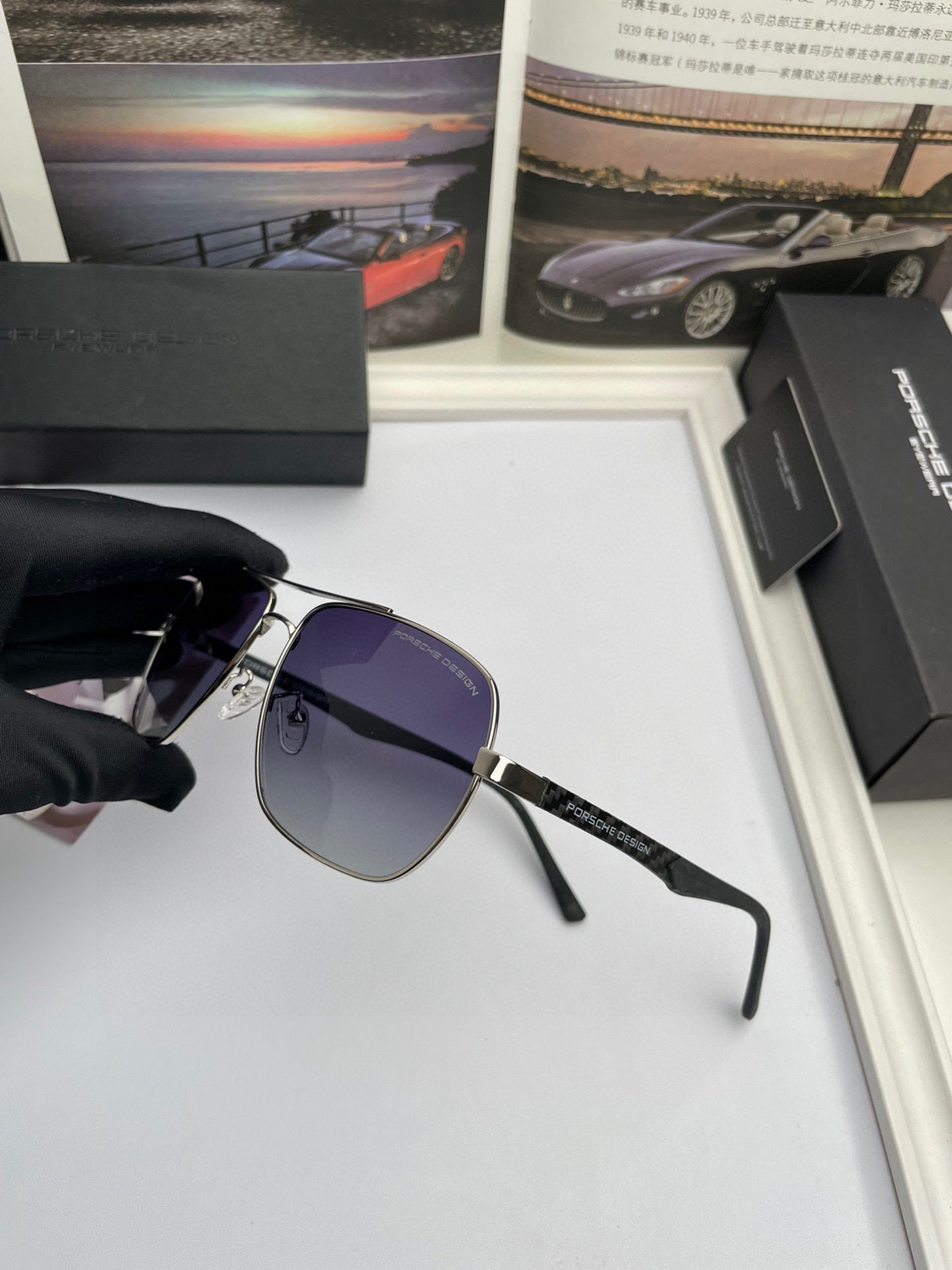 New Porsche Cow Sunglasses: High-Quality, Ultra-Light, Elastic Legs, Top-Notch Mass 9813 - 图片 4