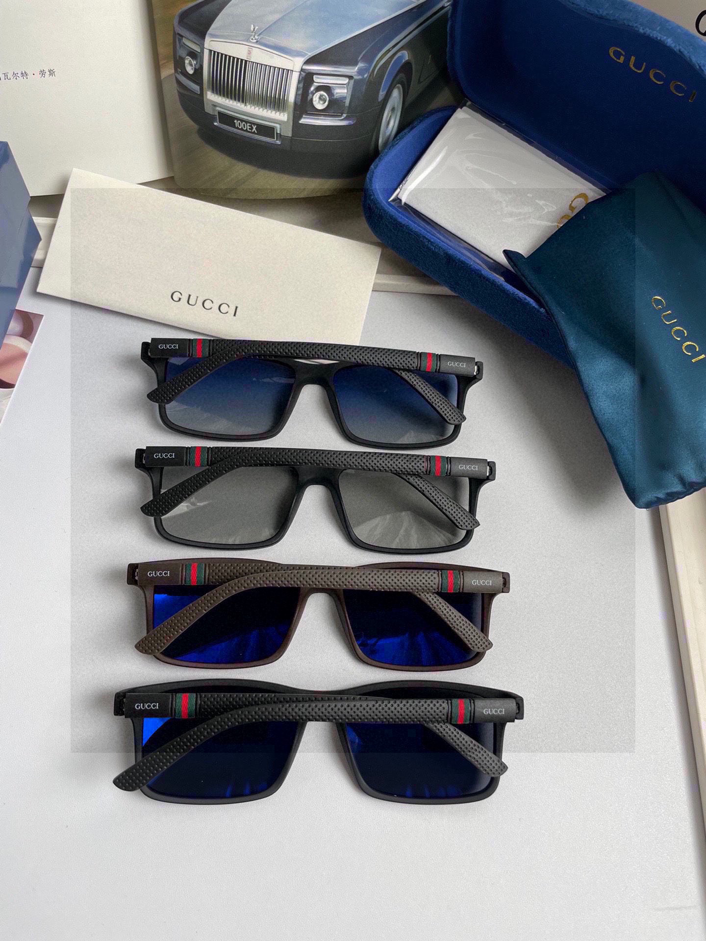 。新款💥品牌：古奇Gucci：原单品质男士女士偏光太阳镜🕶️ 材质：高清宝丽来偏光镜片、板材印字logo