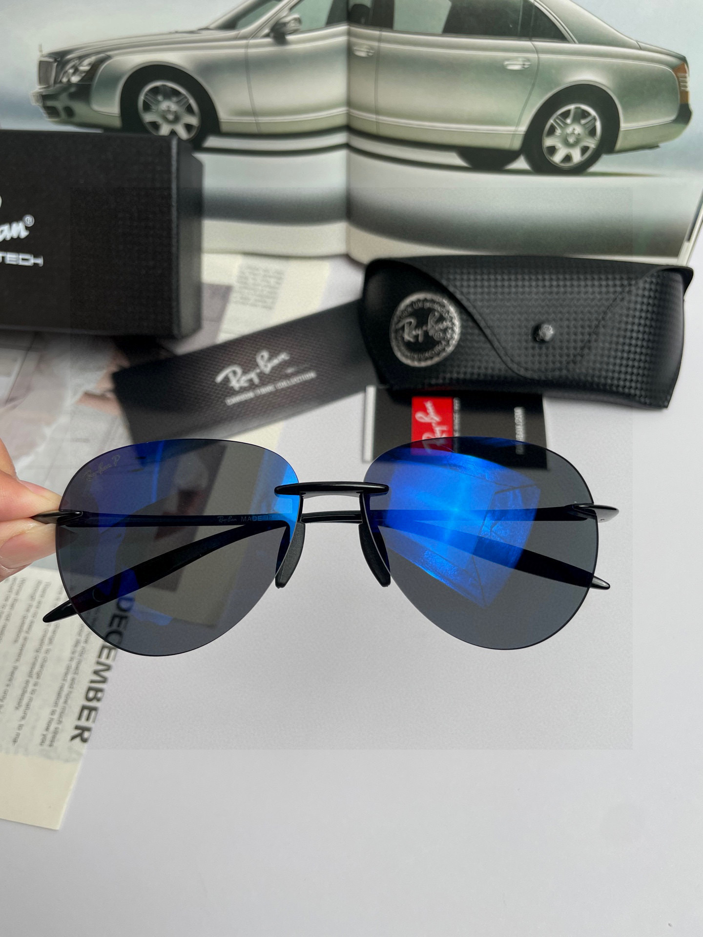 。新款💥品牌：雷朋Ray.Ban高品质男士偏光蛤蟆太阳镜🕶️ 超轻无框💕质感超赞，男士开车必备品。编号：