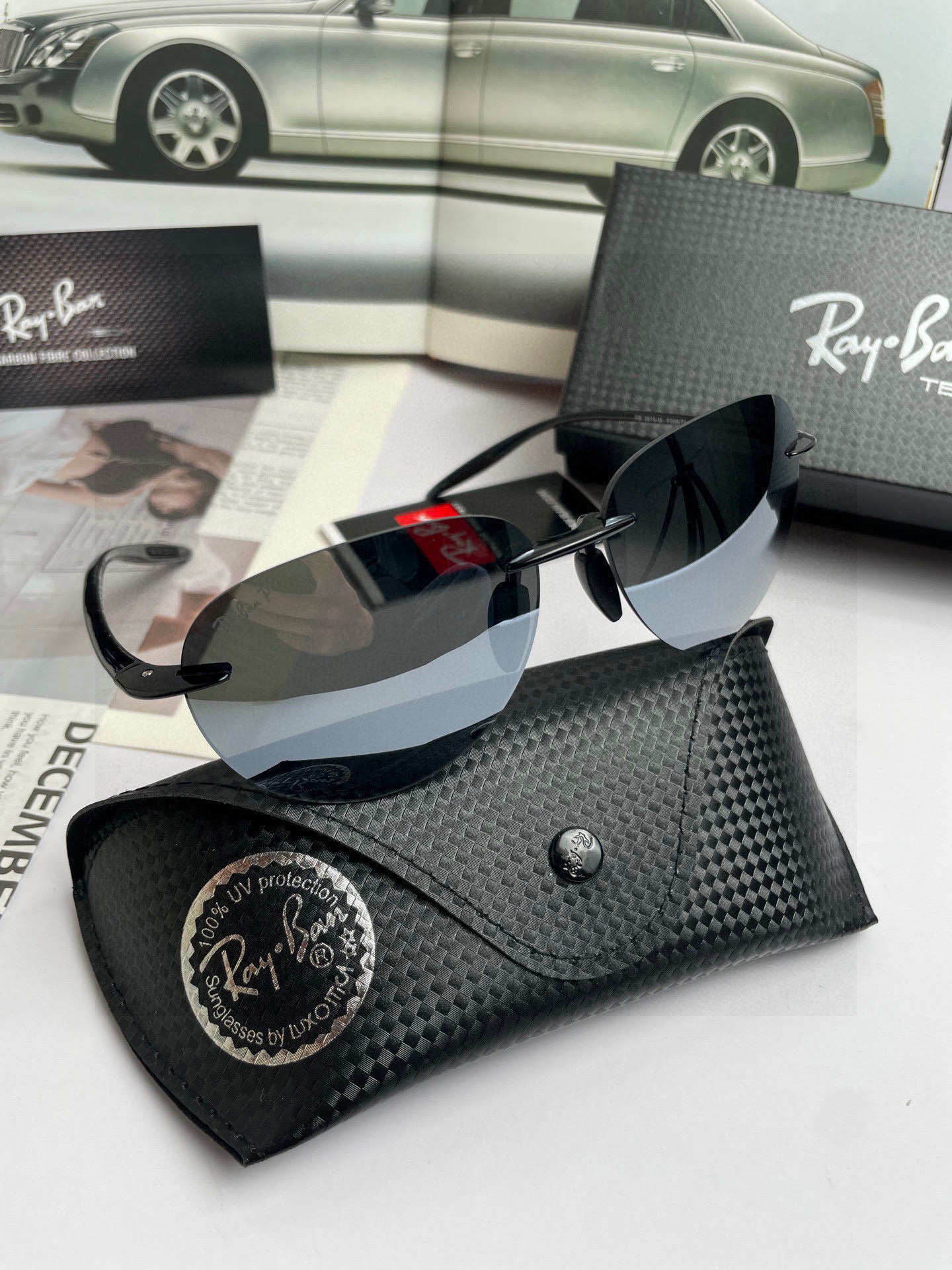 。新款💥品牌：雷朋Ray.Ban高品质男士偏光蛤蟆太阳镜🕶️ 超轻无框💕质感超赞，男士开车必备品。编号：
