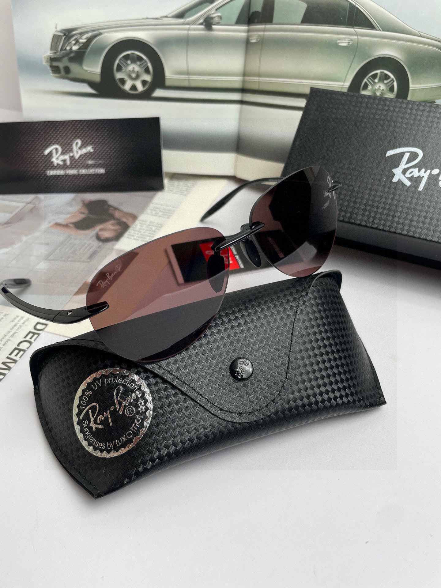 。新款💥品牌：雷朋Ray.Ban高品质男士偏光蛤蟆太阳镜🕶️ 超轻无框💕质感超赞，男士开车必备品。编号：