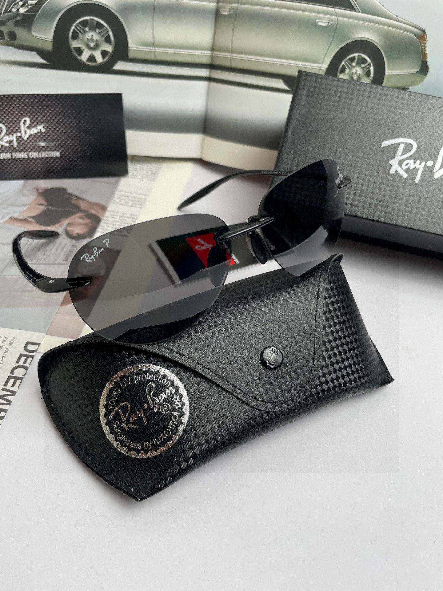 。新款💥品牌：雷朋Ray.Ban高品质男士偏光蛤蟆太阳镜🕶️ 超轻无框💕质感超赞，男士开车必备品。编号：