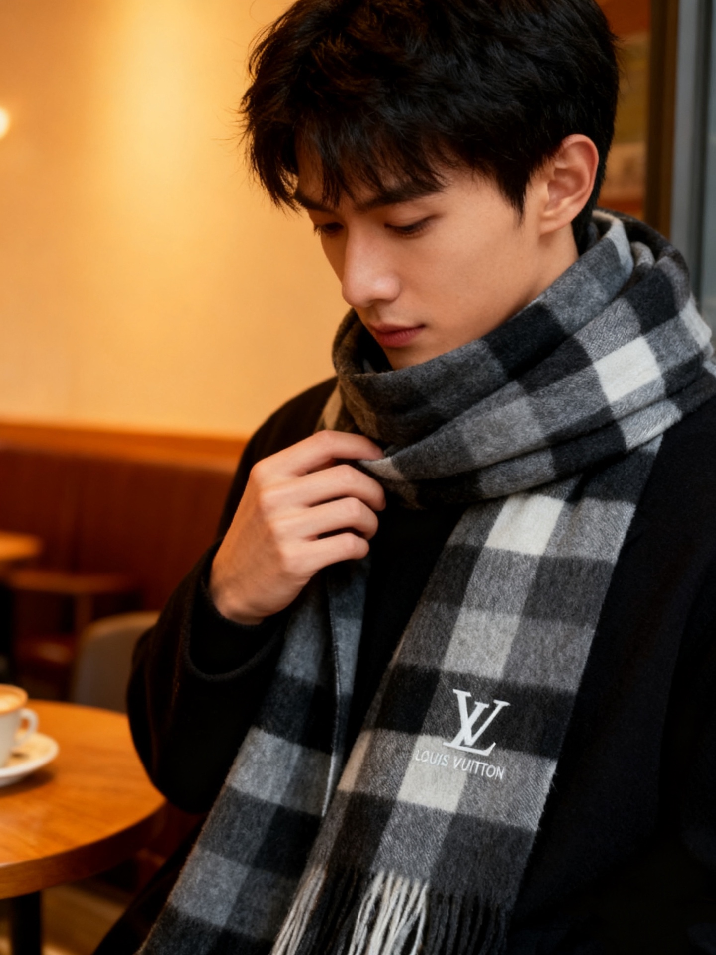 新款路易威登LV❗️羊绒方格子好看的要疯掉了👍太有型太有魅力了！！！非常斯文时尚的秋冬单品！真的很喜欢，