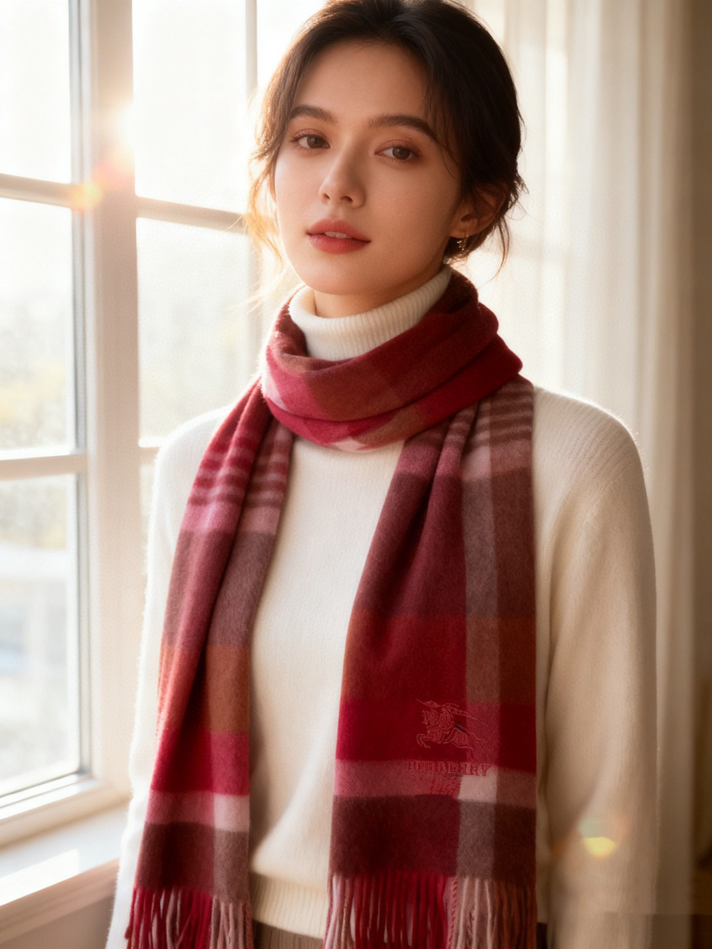 🐂牛货，巴宝莉男士女士（格纹战马刺绣）围巾，款式魅力，是经典大方‼面料采用的是客供的羔绒，细腻柔软度都非