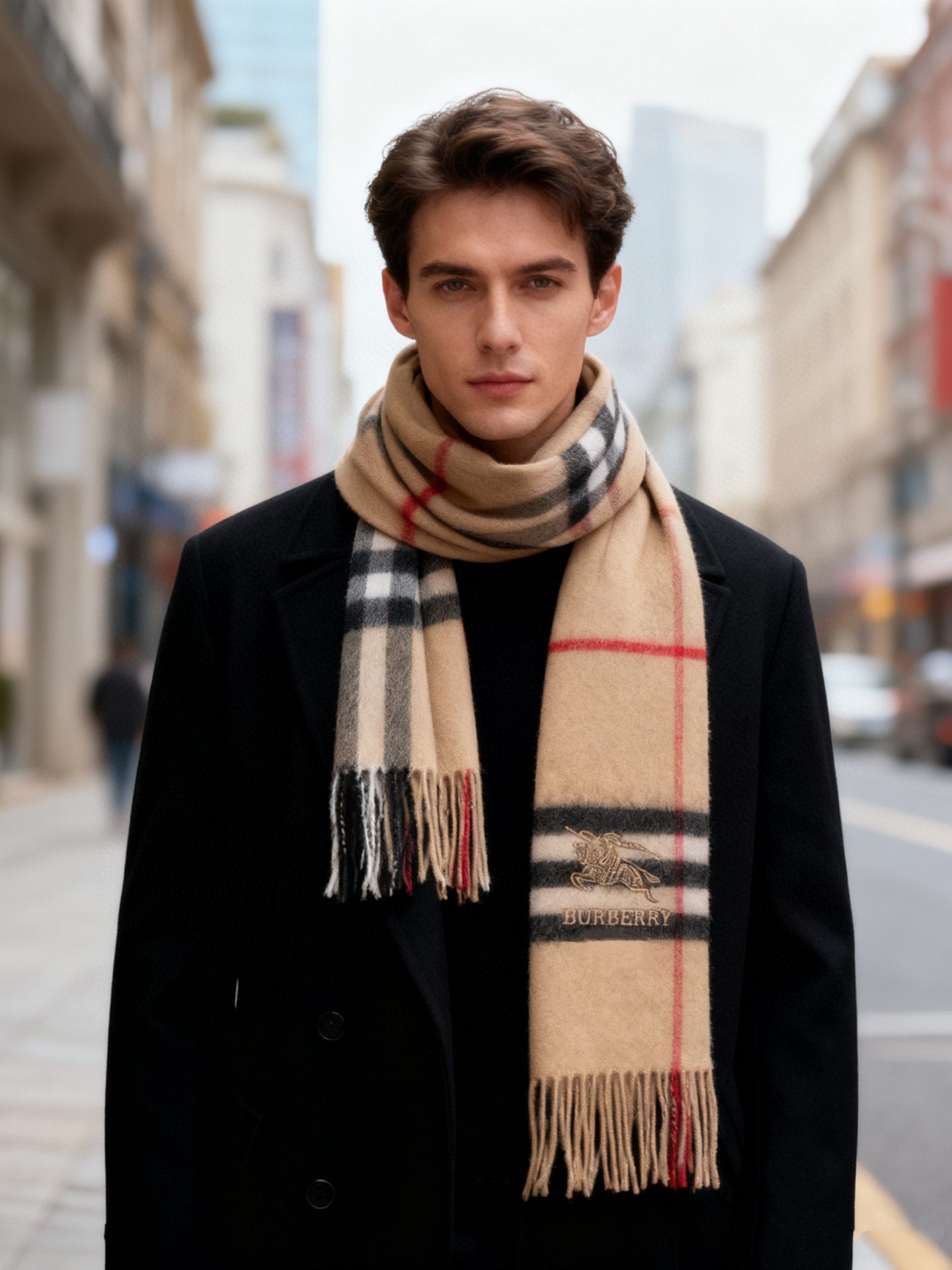 。巴宝莉经典格纹战马刺绣男女福利款❗️😍殿堂级御用芭芭家战马的经典格羊毛围巾🧣独家渠道货bulingbu