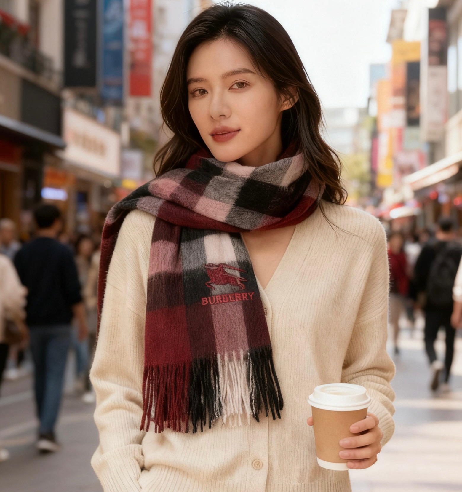 🎊巴宝莉经典格纹爆款💥 永不过时100%顶极羔羊毛材质🔥非常保暖👑 柔软亲肤，不扎脖😍经典巴宝莉格纹设计