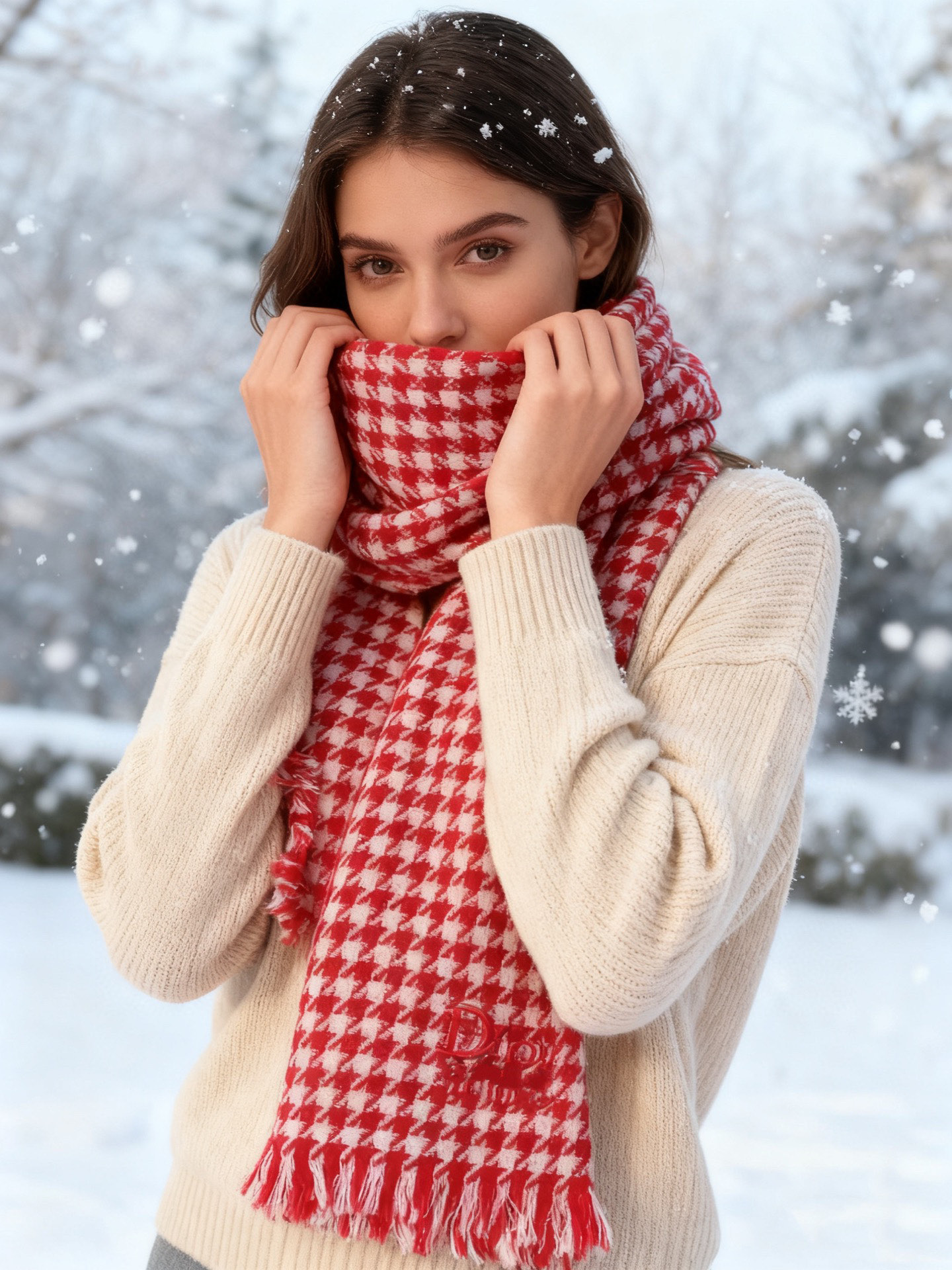 迪奥Dior尾单新款千鸟格拼色羊毛围巾，直接出欧洲的，正儿八经的正品订单…和大货一起出来，不用多流弊的文