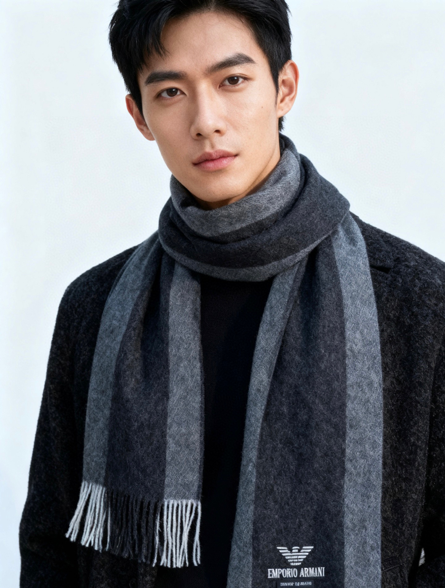 。阿玛尼海外专柜条纹拼色最新男士羊羔毛围巾～惊爆上架🎉国内专柜都没上架，从款式到面料都很赞🎻，经典的条纹