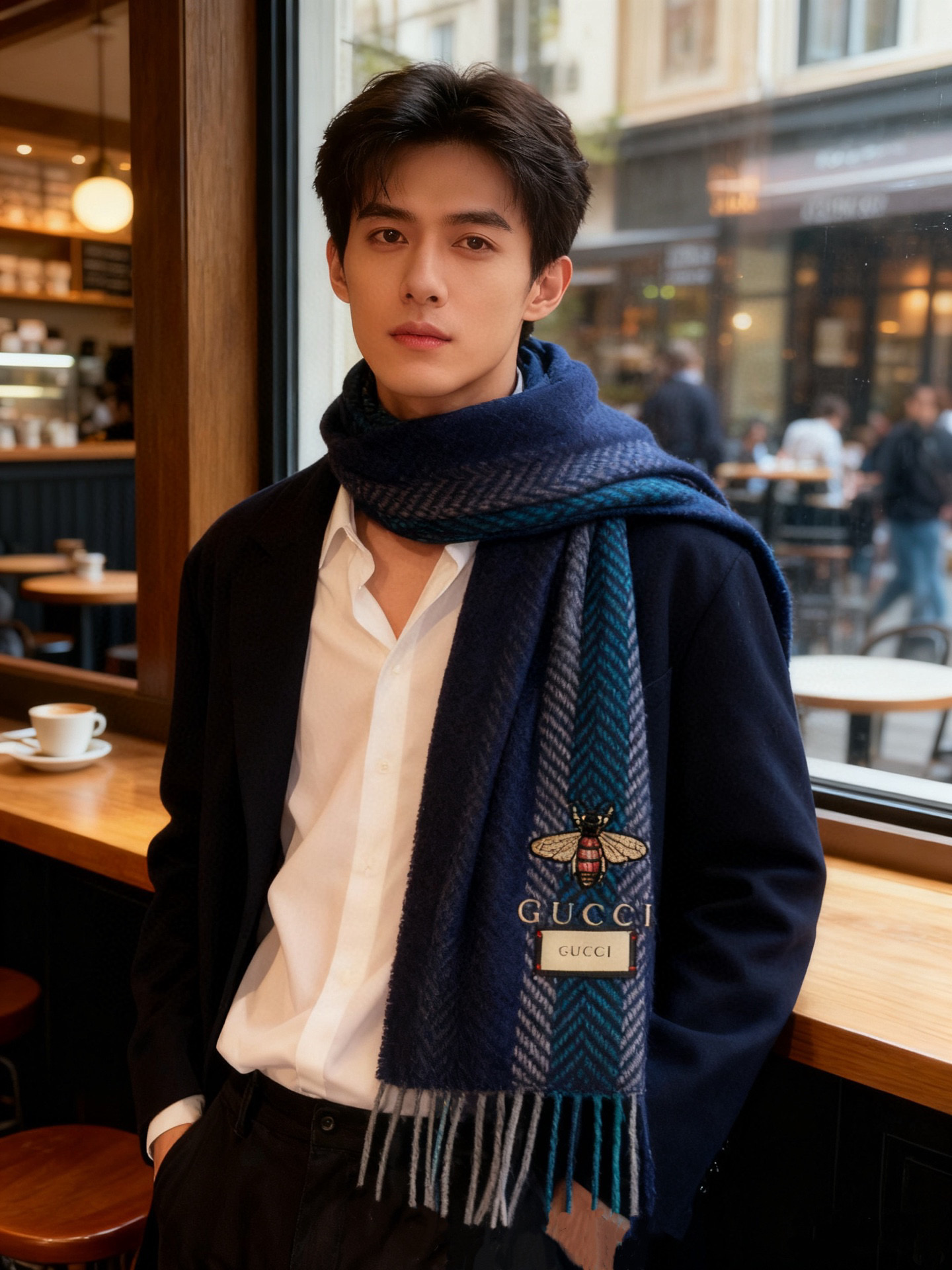 古奇（Gucci）小蜜蜂巴黎时装展羊绒围巾！采用蒙古高原细羊绒！手感满满地都是细腻的绒毛！这个价格绝对百